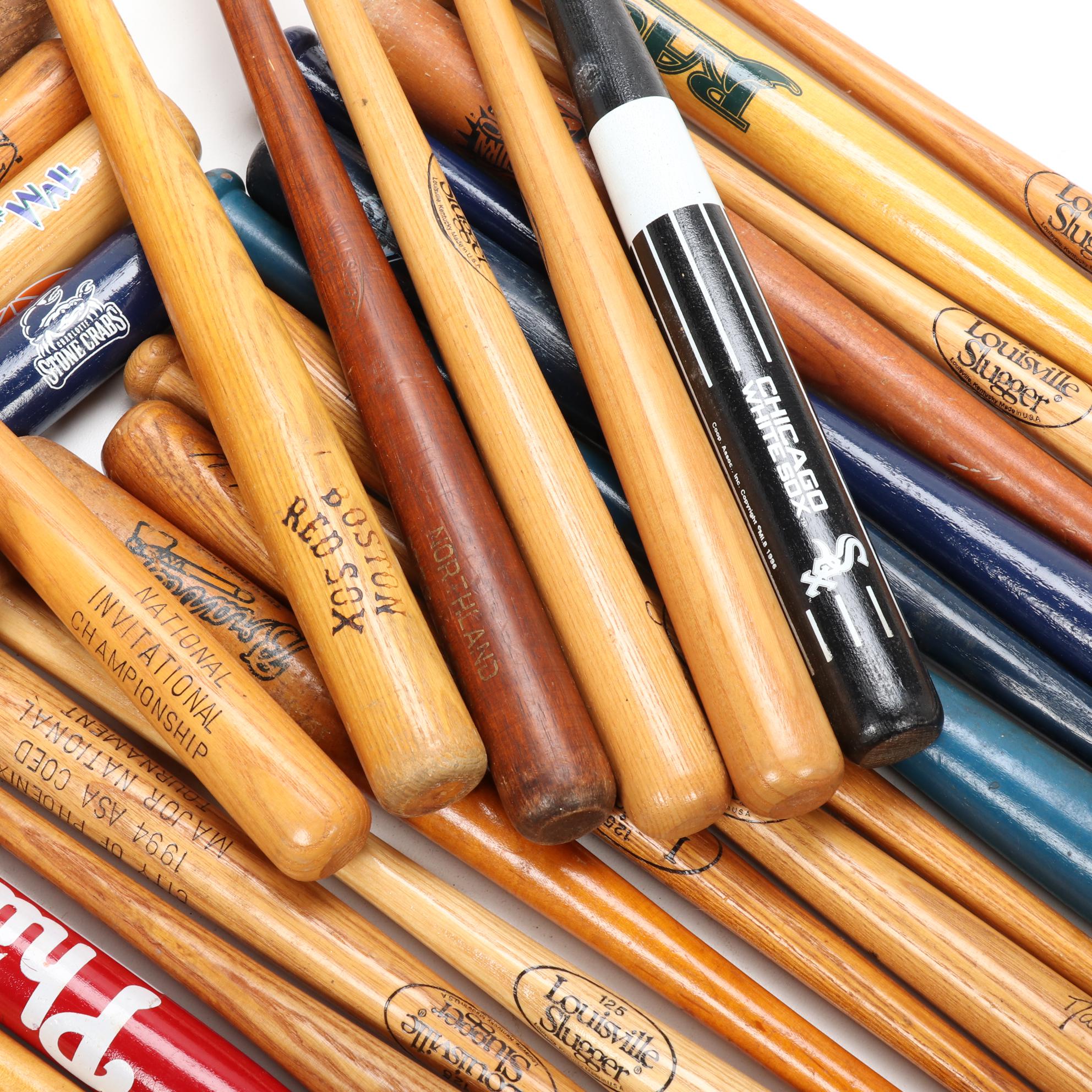 Souvenir Baseball Bats Including Louisville Slugger, Some Autographed