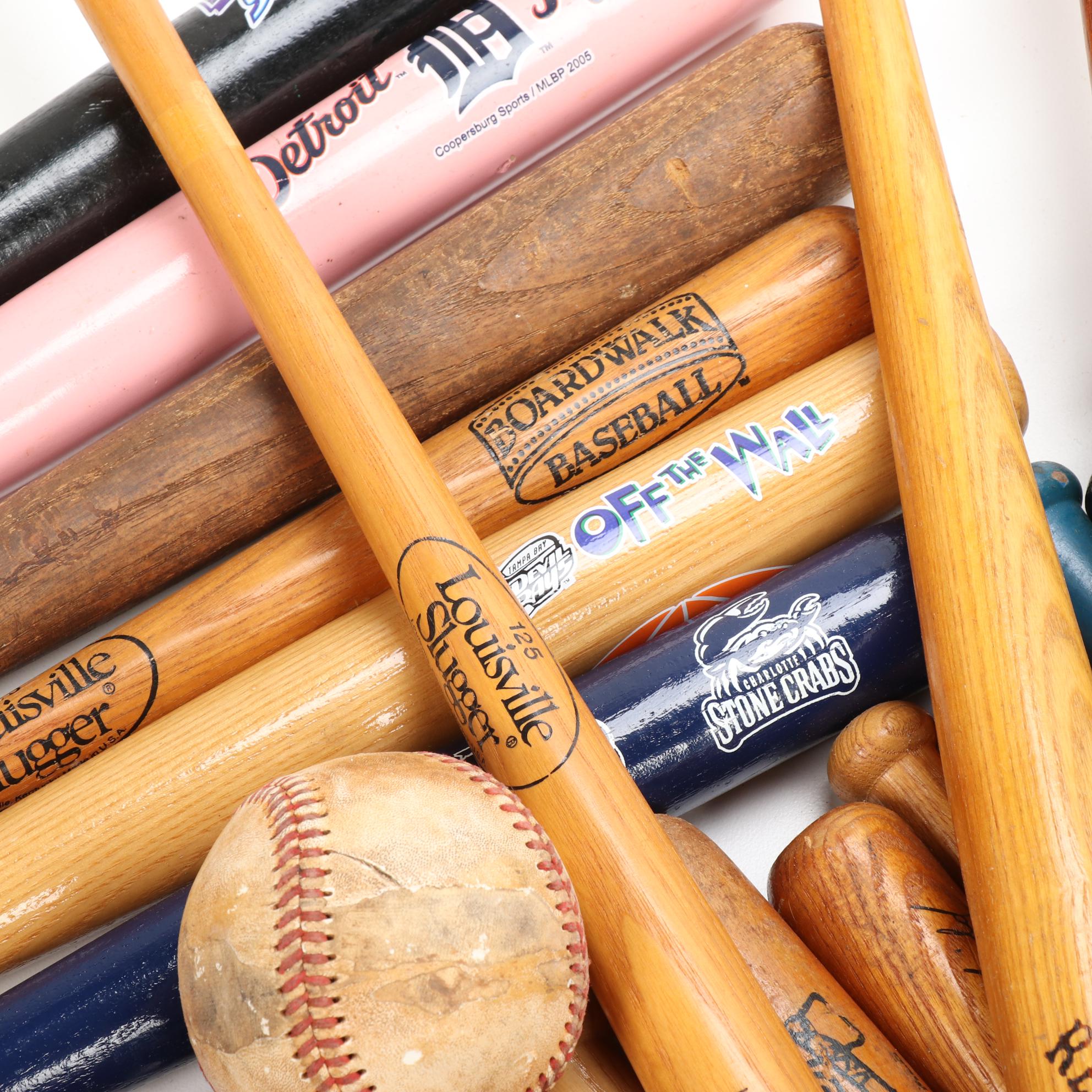 Souvenir Baseball Bats Including Louisville Slugger, Some Autographed
