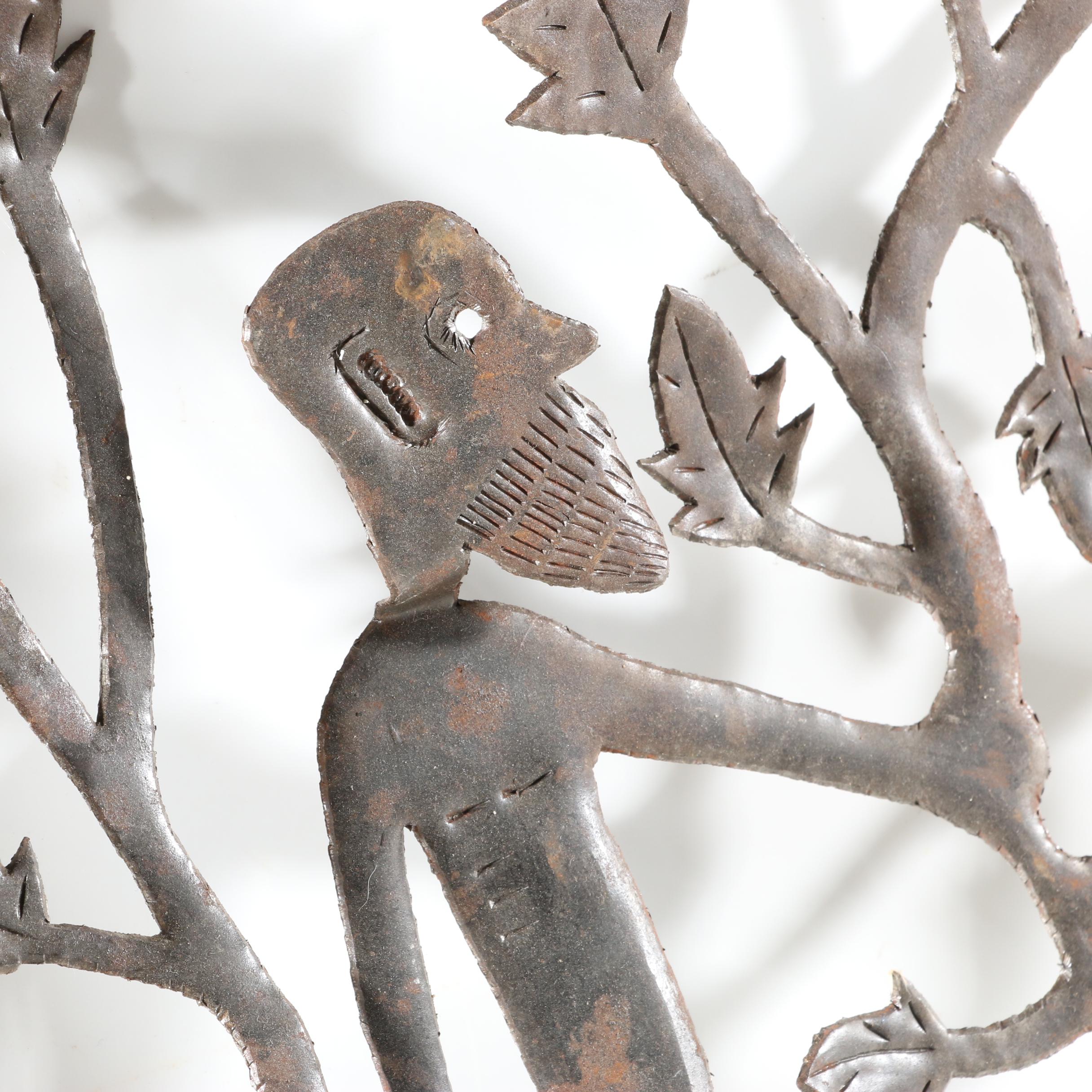 Gabriel Bien-Aime Haitian Metal Sculpture of Adam and Eve