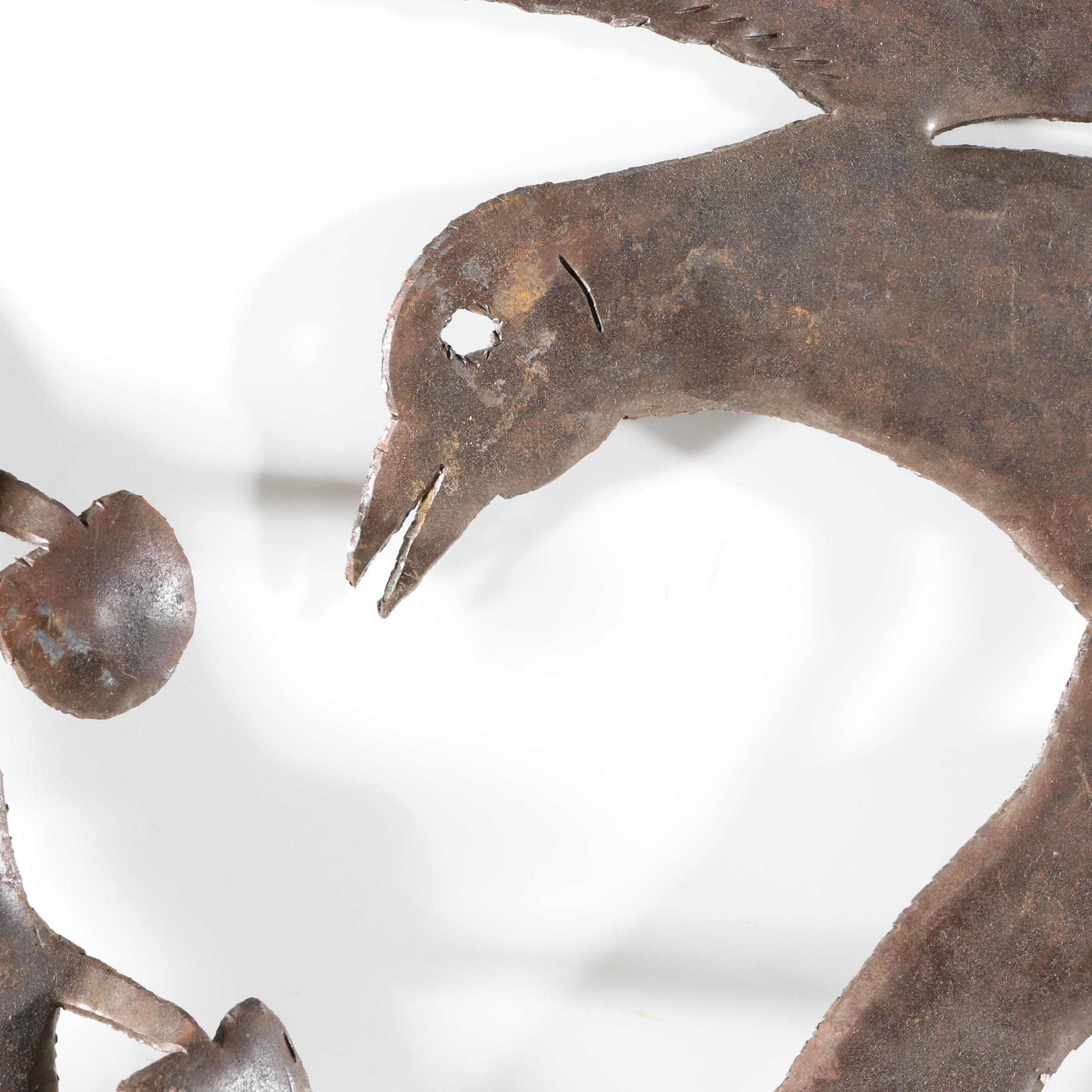 Gabriel Bien-Aime Haitian Metal Sculpture of Adam and Eve