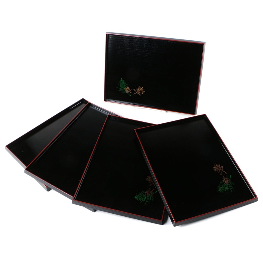 Japanese Lacquerware Trays with Presentation Boxes