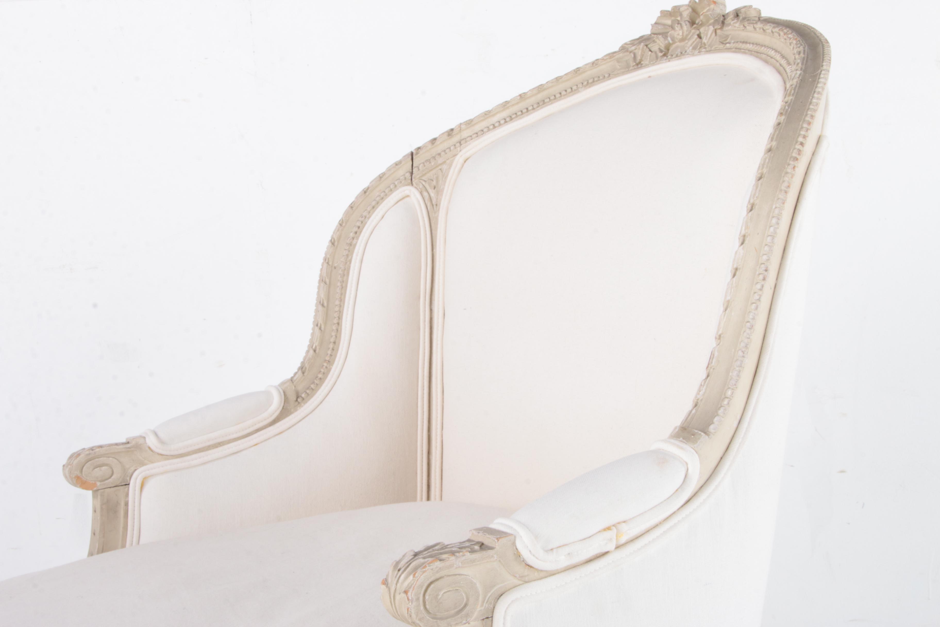Louis XVI Style Custom-Upholstered Duchesse Brisée Chaise Lounge, Mid-19th C.