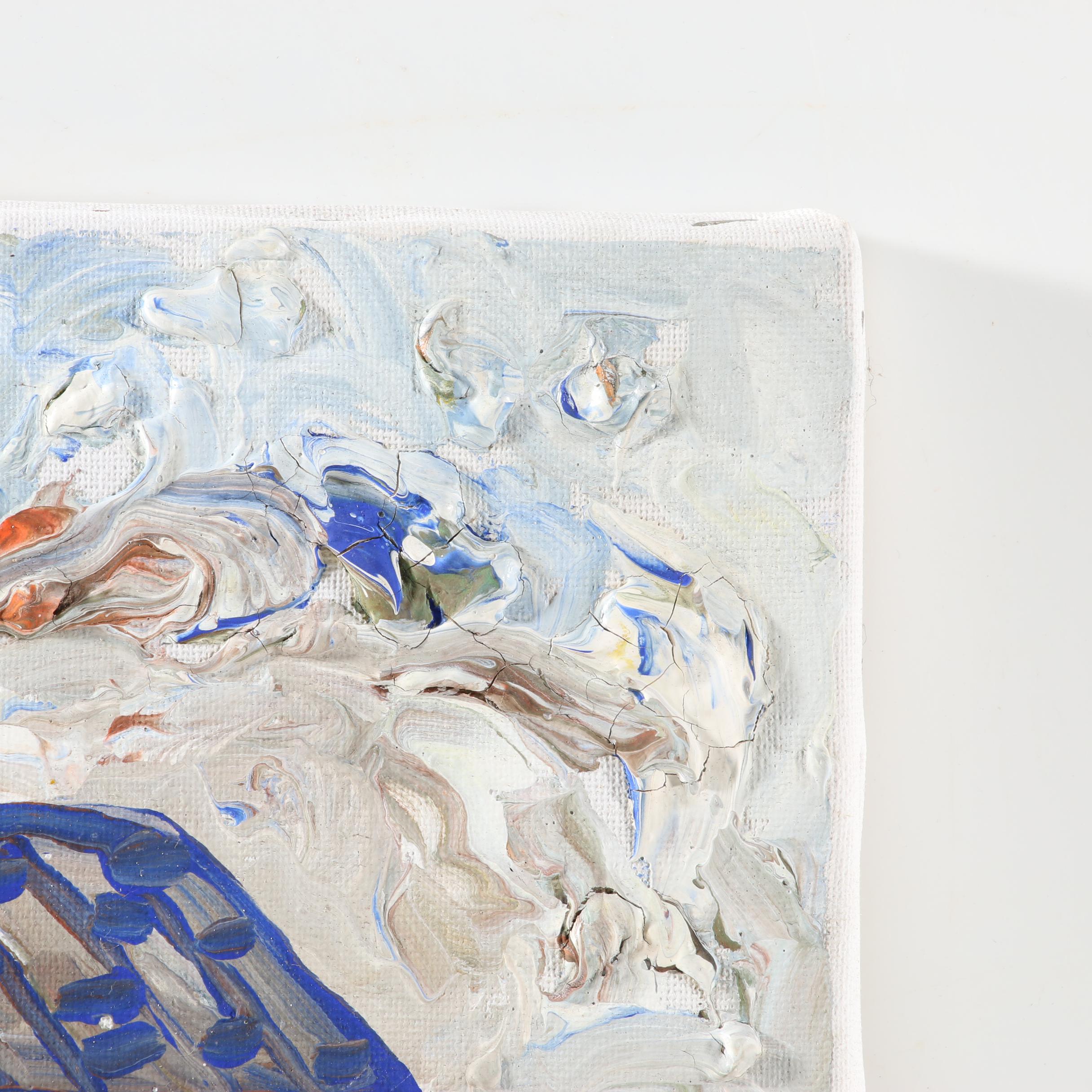 Robert Wright Folk Art Impasto Oil Painting of Church