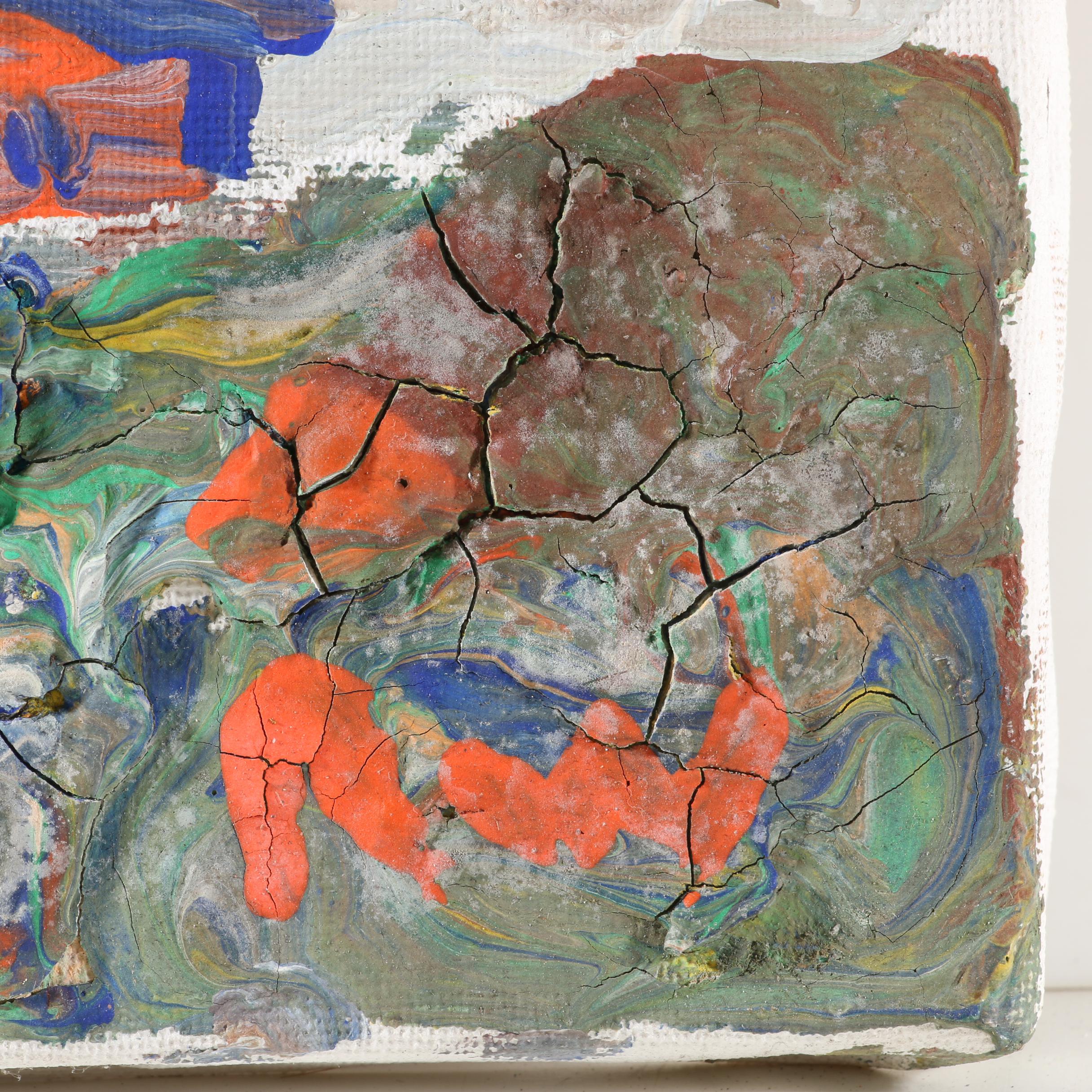 Robert Wright Folk Art Impasto Oil Painting of Church