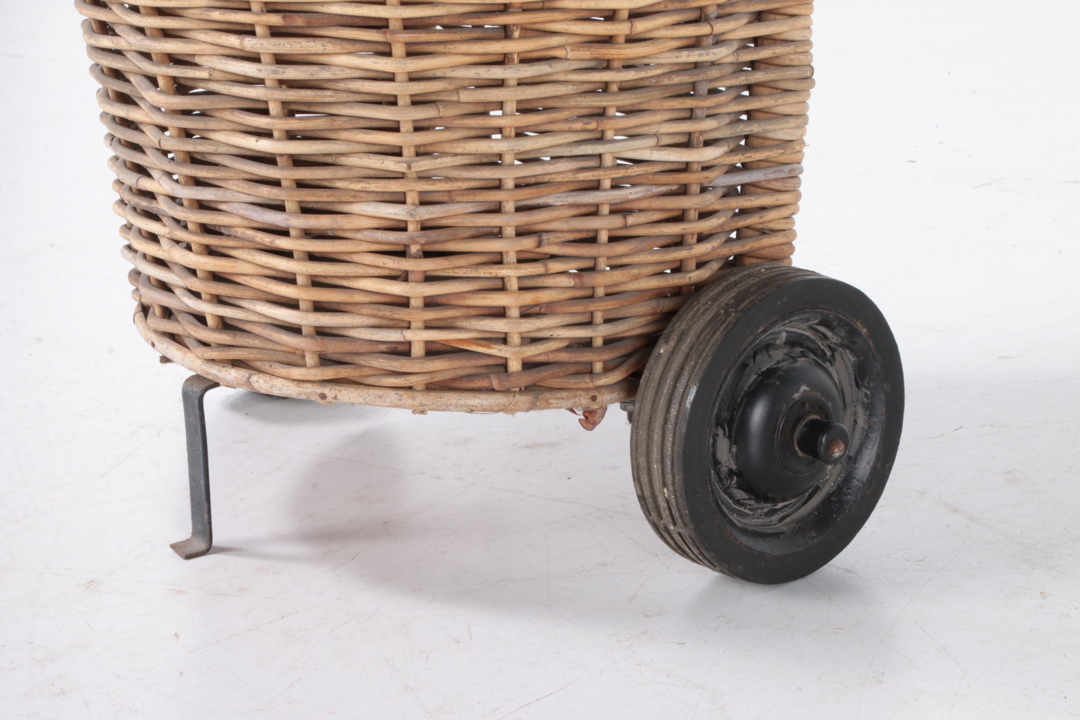 French Rolling Wicker Market Basket