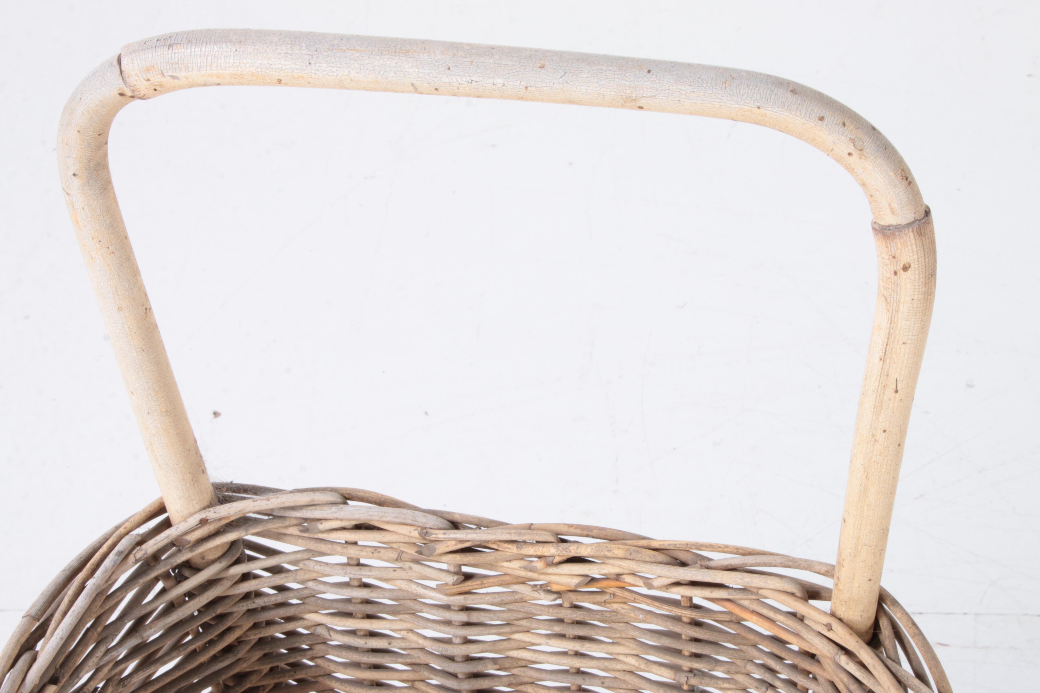 French Rolling Wicker Market Basket