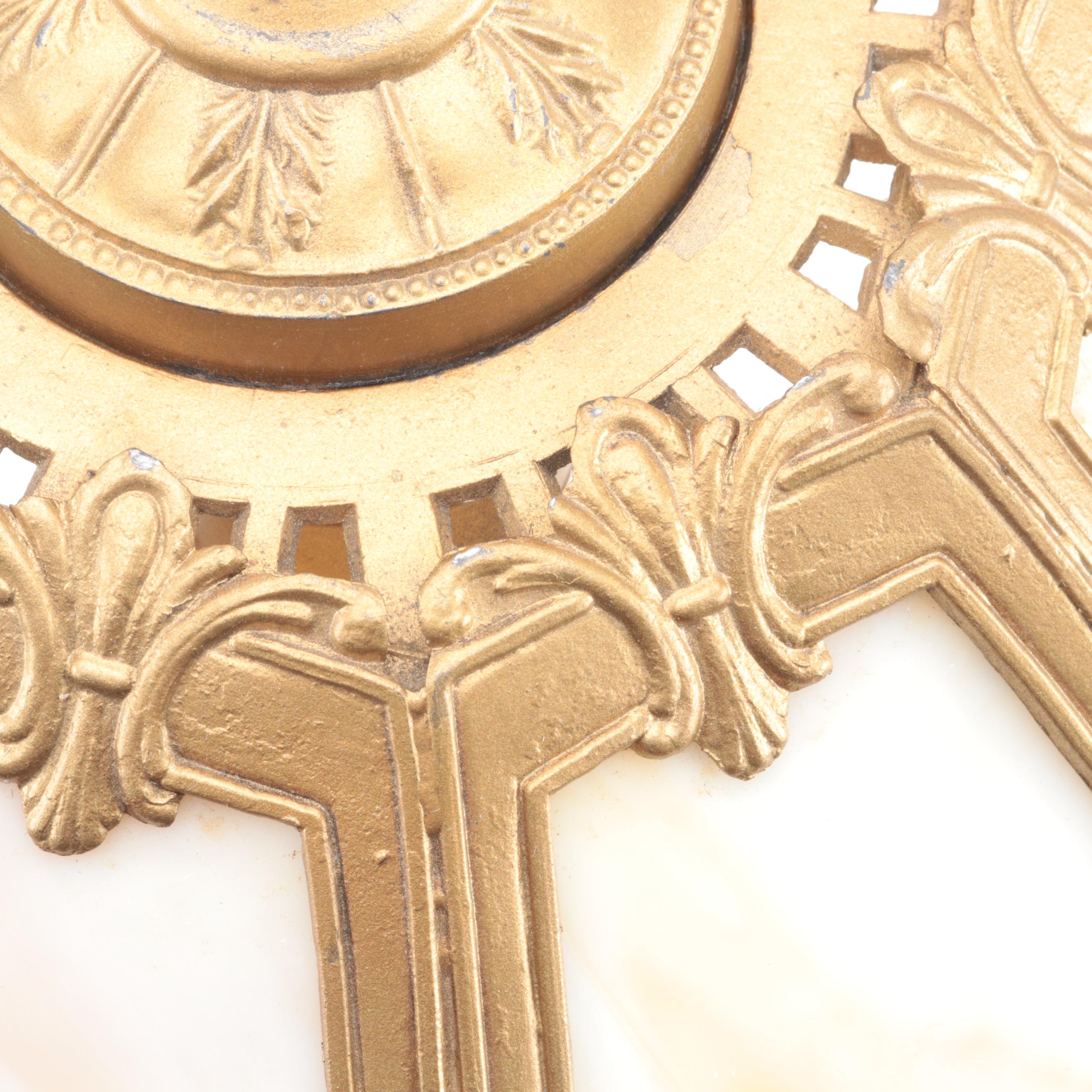 Slag Glass and Painted Metal Table Lamp, Early to Mid 20th Century