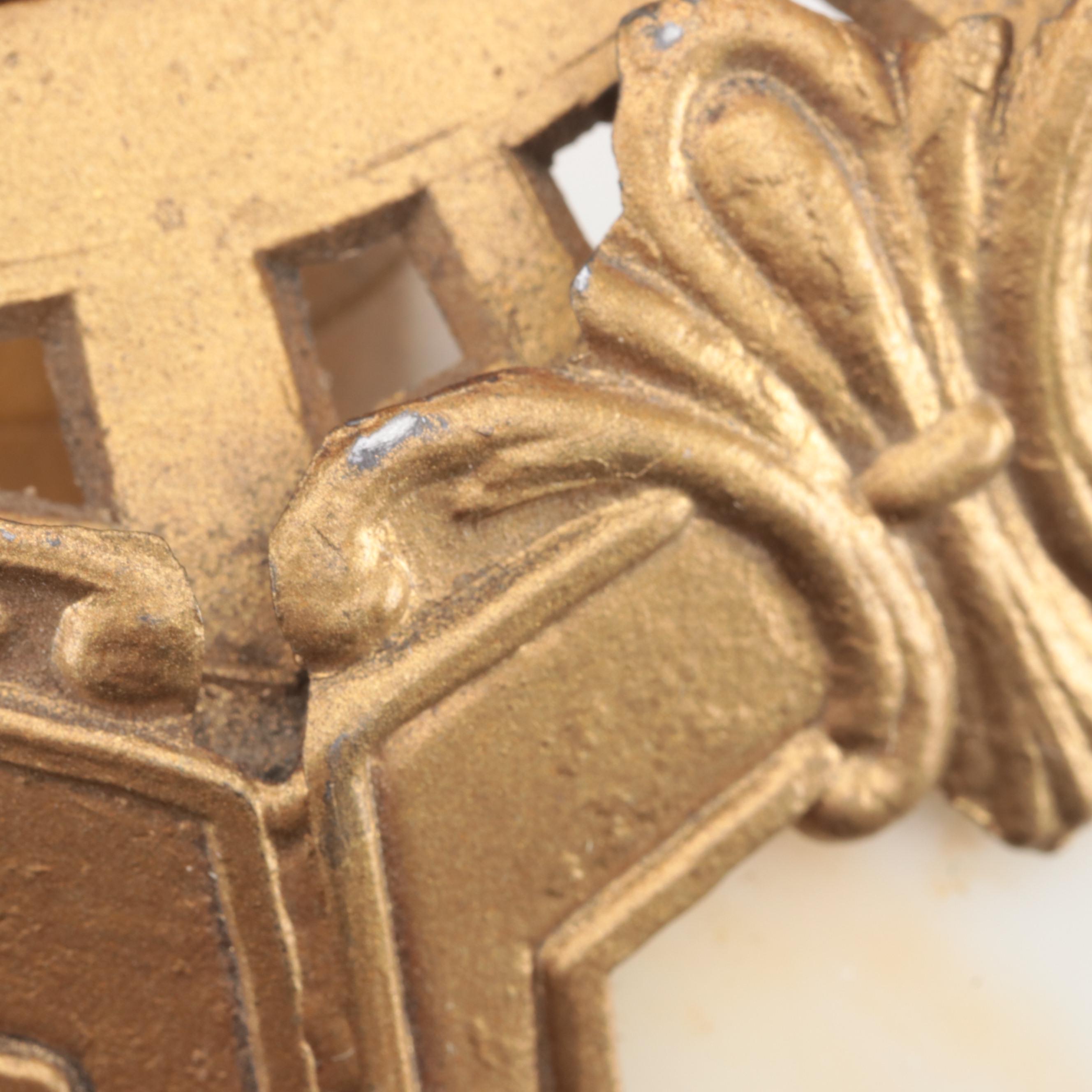 Slag Glass and Painted Metal Table Lamp, Early to Mid 20th Century