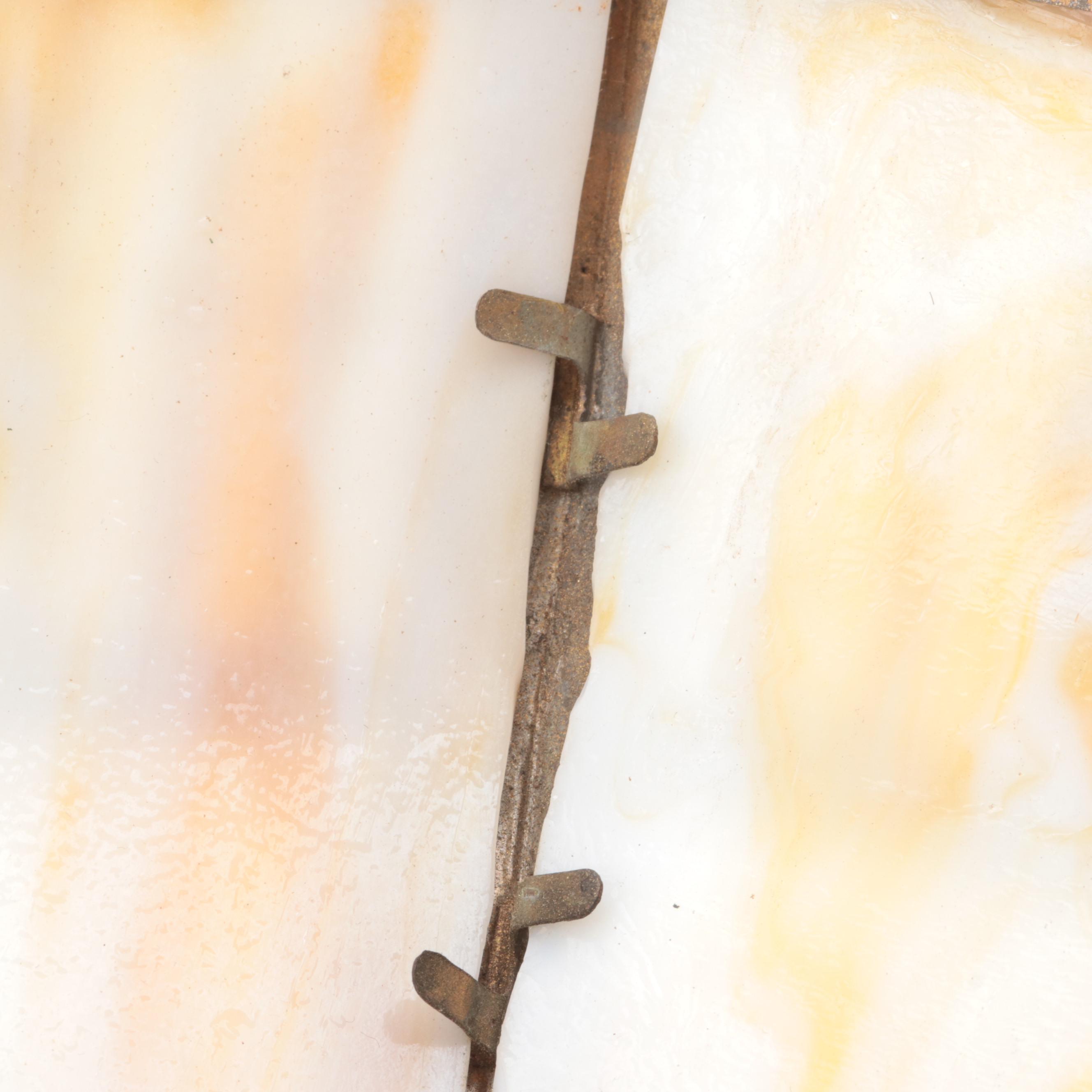 Slag Glass and Painted Metal Table Lamp, Early to Mid 20th Century