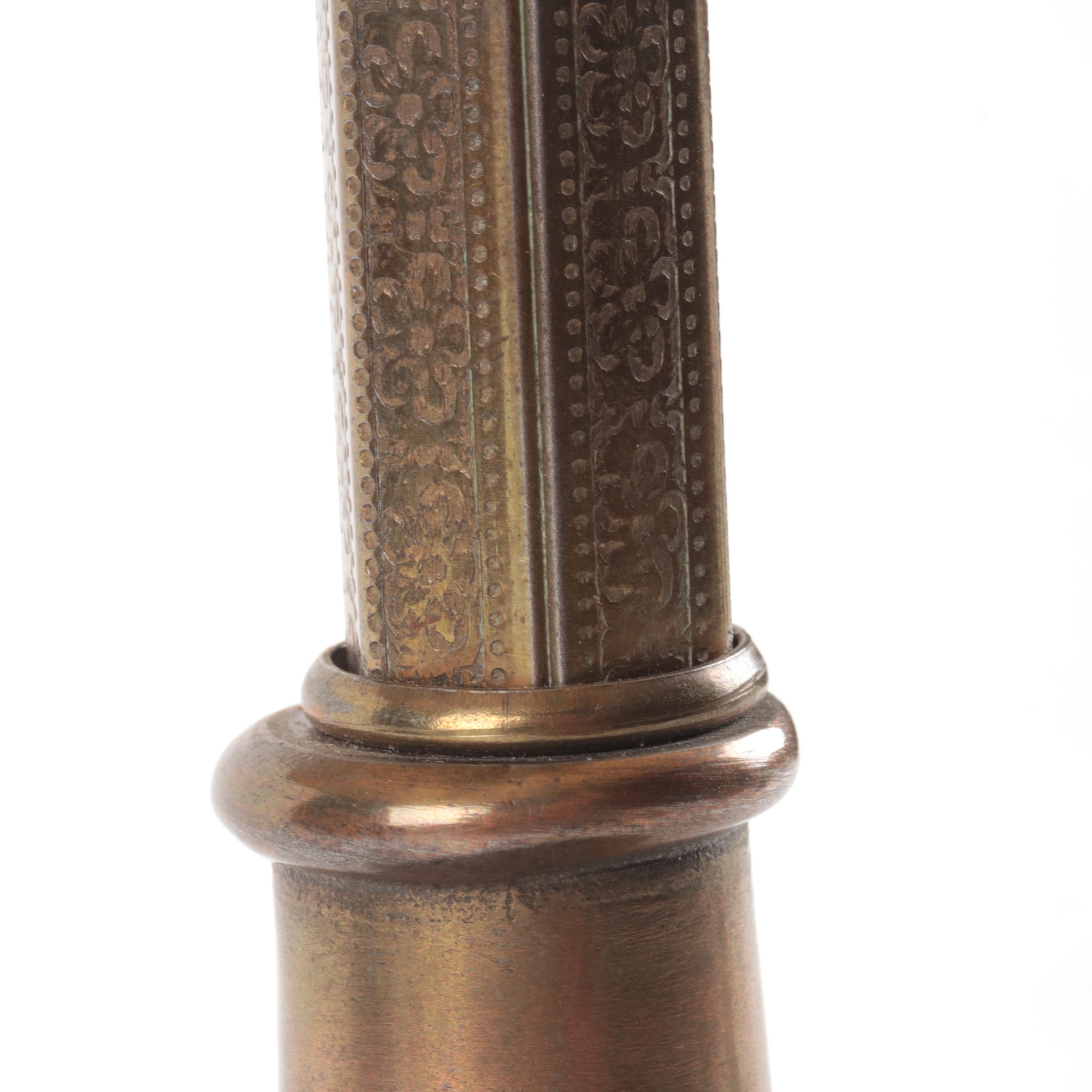 Slag Glass and Painted Metal Table Lamp, Early to Mid 20th Century