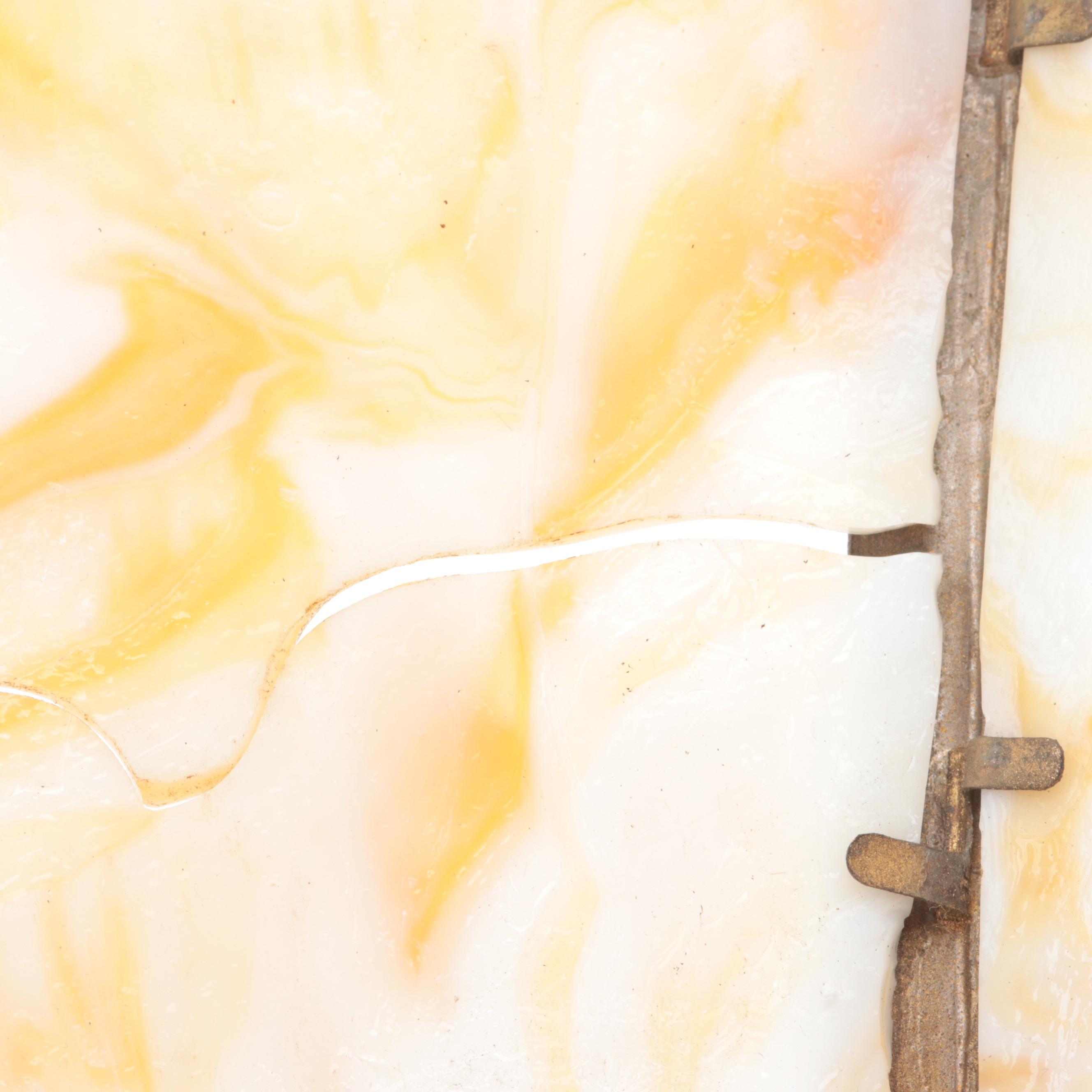 Slag Glass and Painted Metal Table Lamp, Early to Mid 20th Century