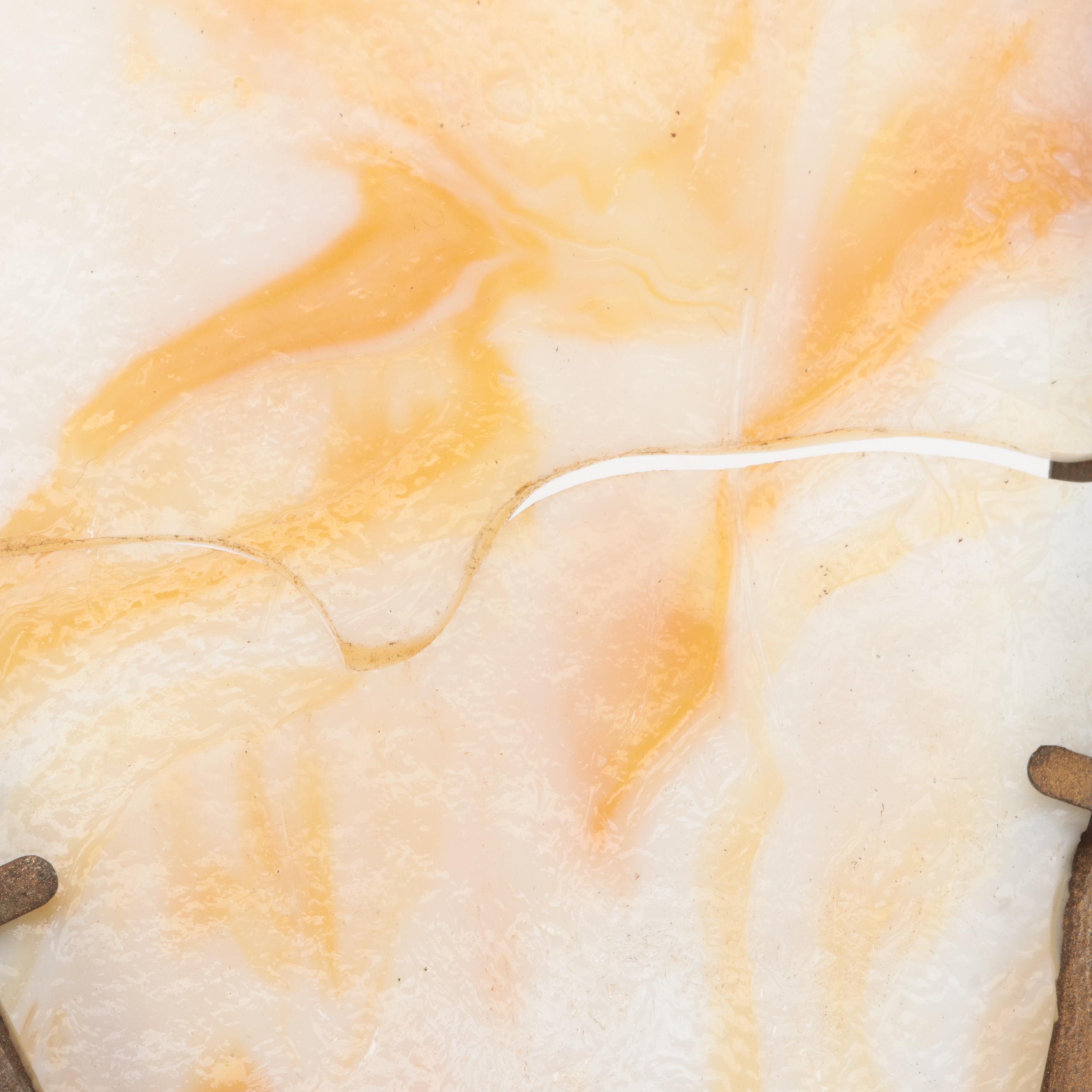 Slag Glass and Painted Metal Table Lamp, Early to Mid 20th Century