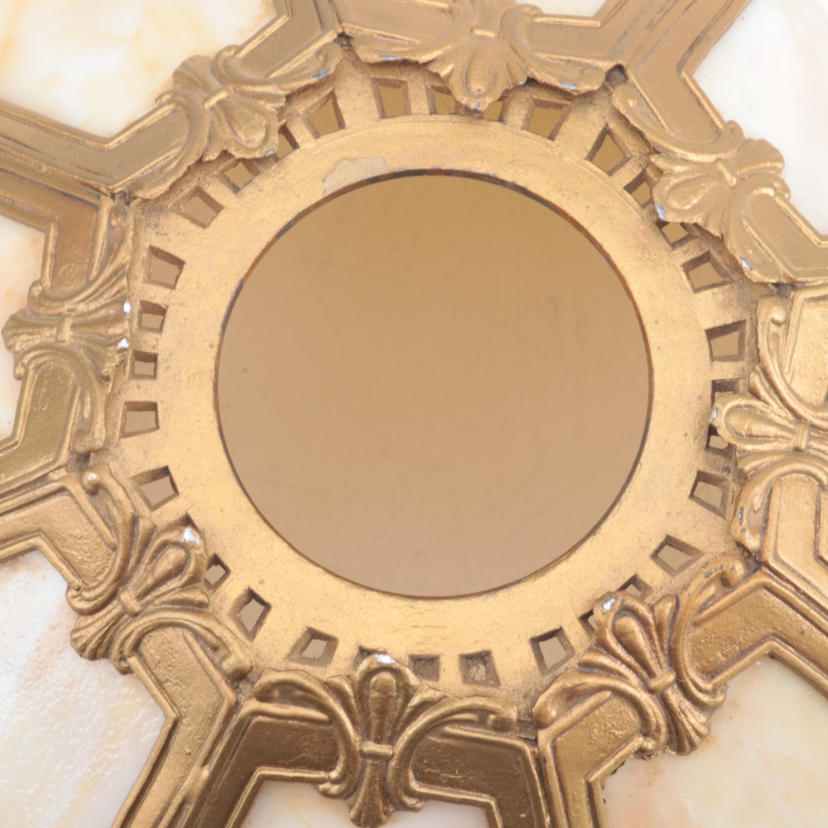 Slag Glass and Painted Metal Table Lamp, Early to Mid 20th Century