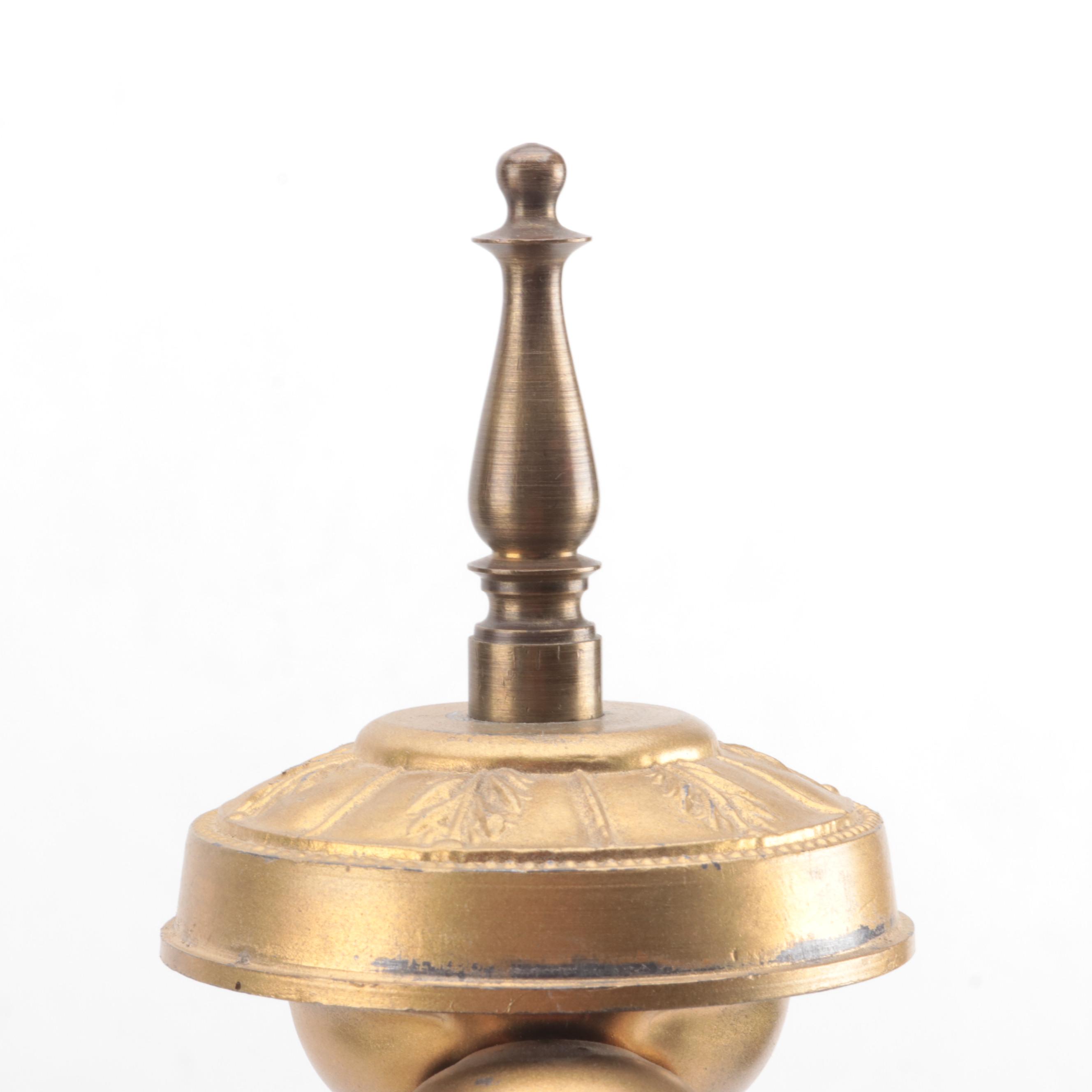 Slag Glass and Painted Metal Table Lamp, Early to Mid 20th Century