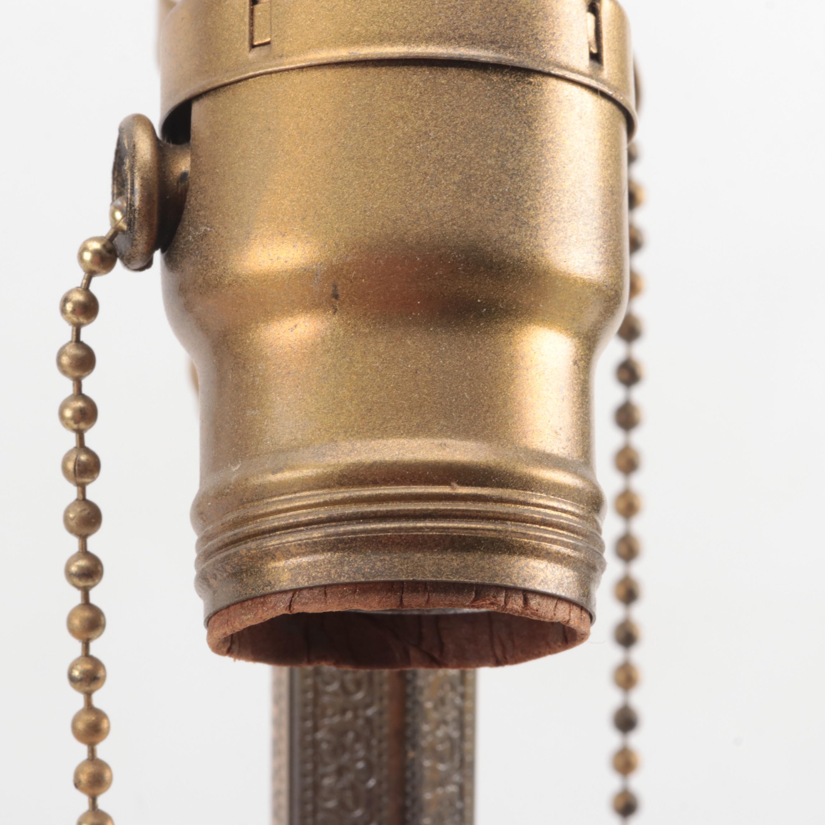 Slag Glass and Painted Metal Table Lamp, Early to Mid 20th Century