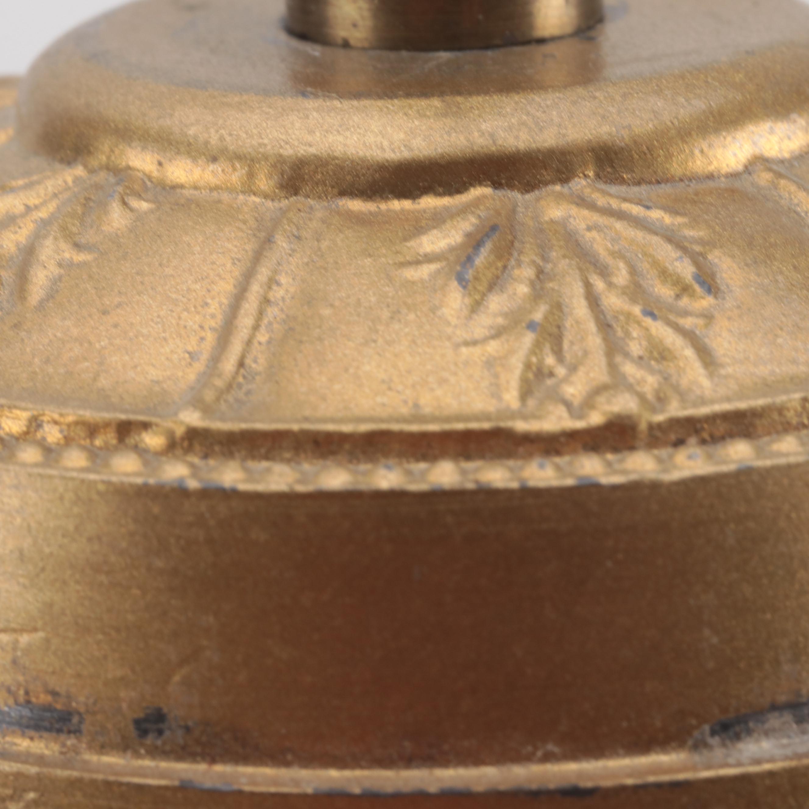 Slag Glass and Painted Metal Table Lamp, Early to Mid 20th Century