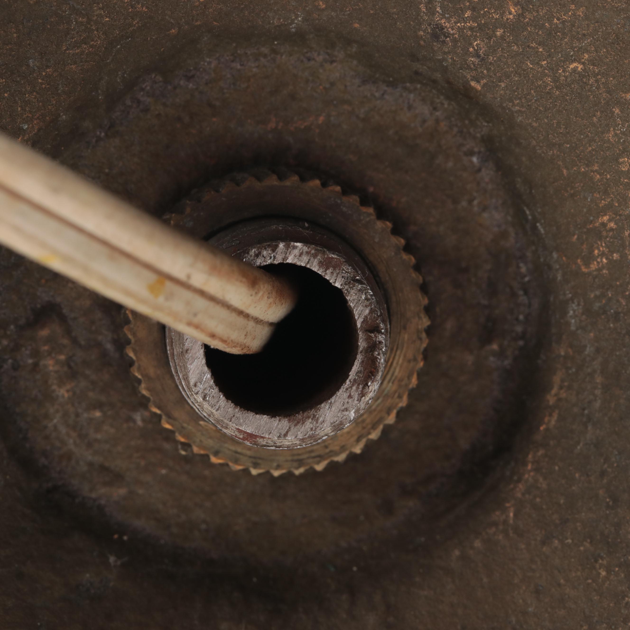 Slag Glass and Painted Metal Table Lamp, Early to Mid 20th Century