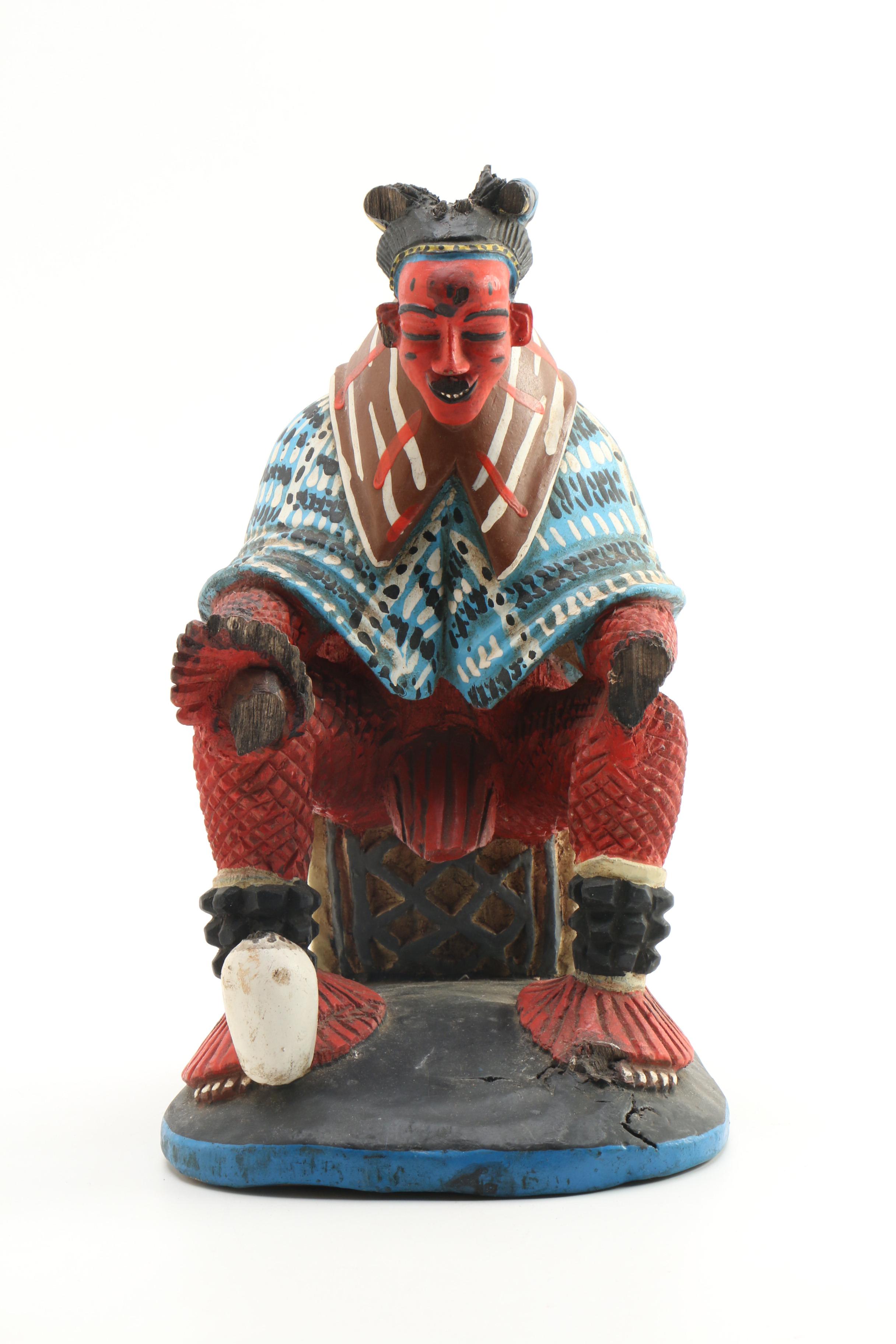 Japanese Seitaka Doji Hand-Painted Wooden Sculpture, 21st Century