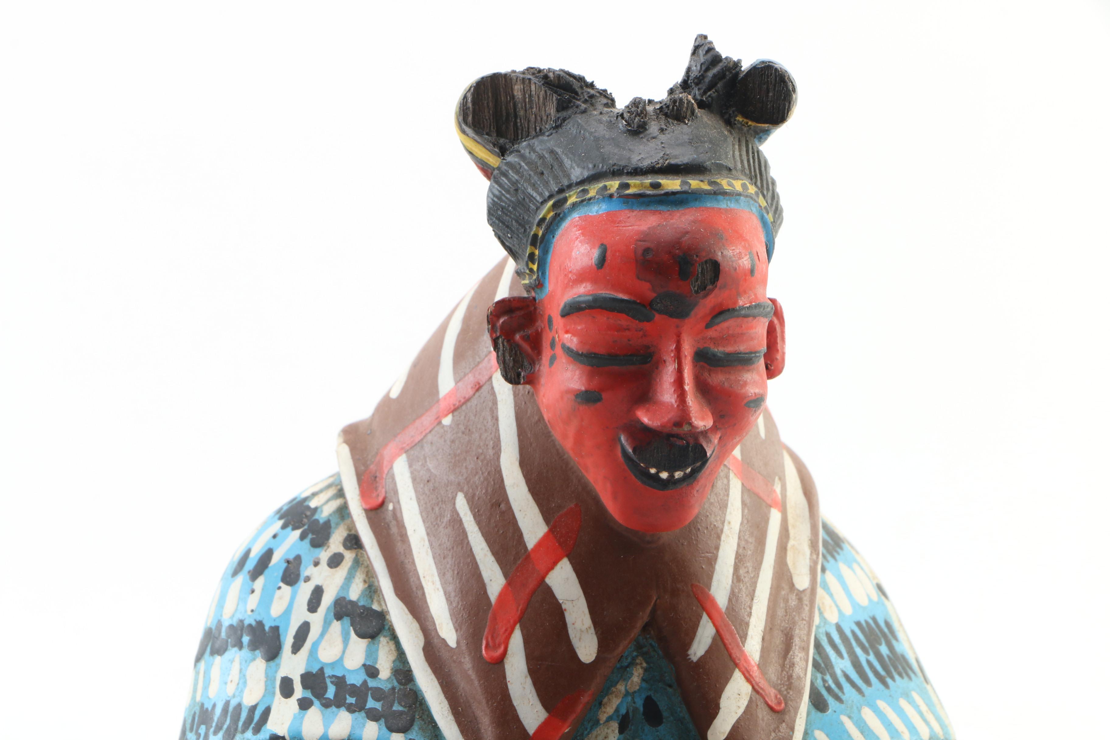 Japanese Seitaka Doji Hand-Painted Wooden Sculpture, 21st Century