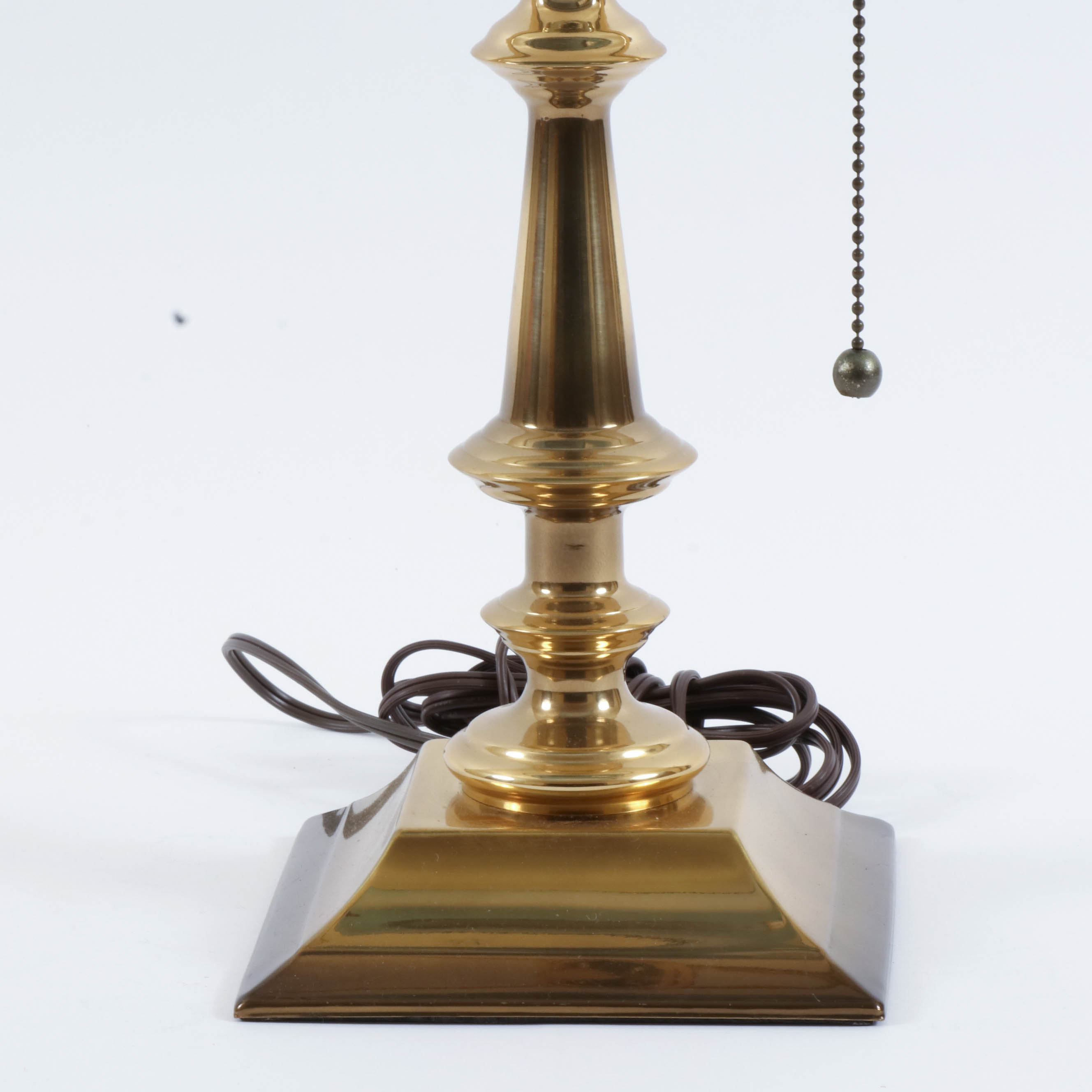 Brass Desk Lamp with Deep Teal Glass Frosted Shade