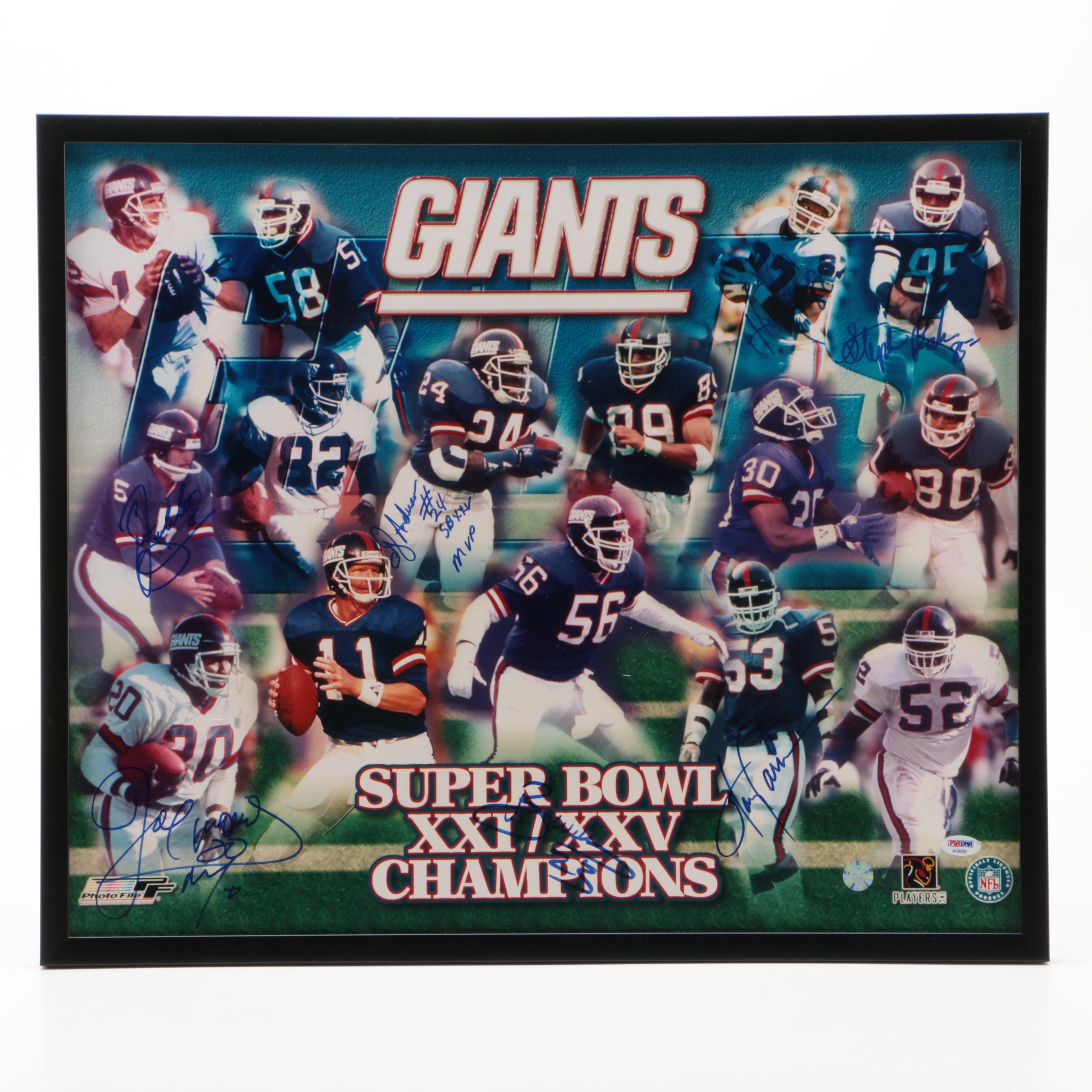 New York Giants Signed Super Bowl Champions XXI/XXV Poster, PSA COA