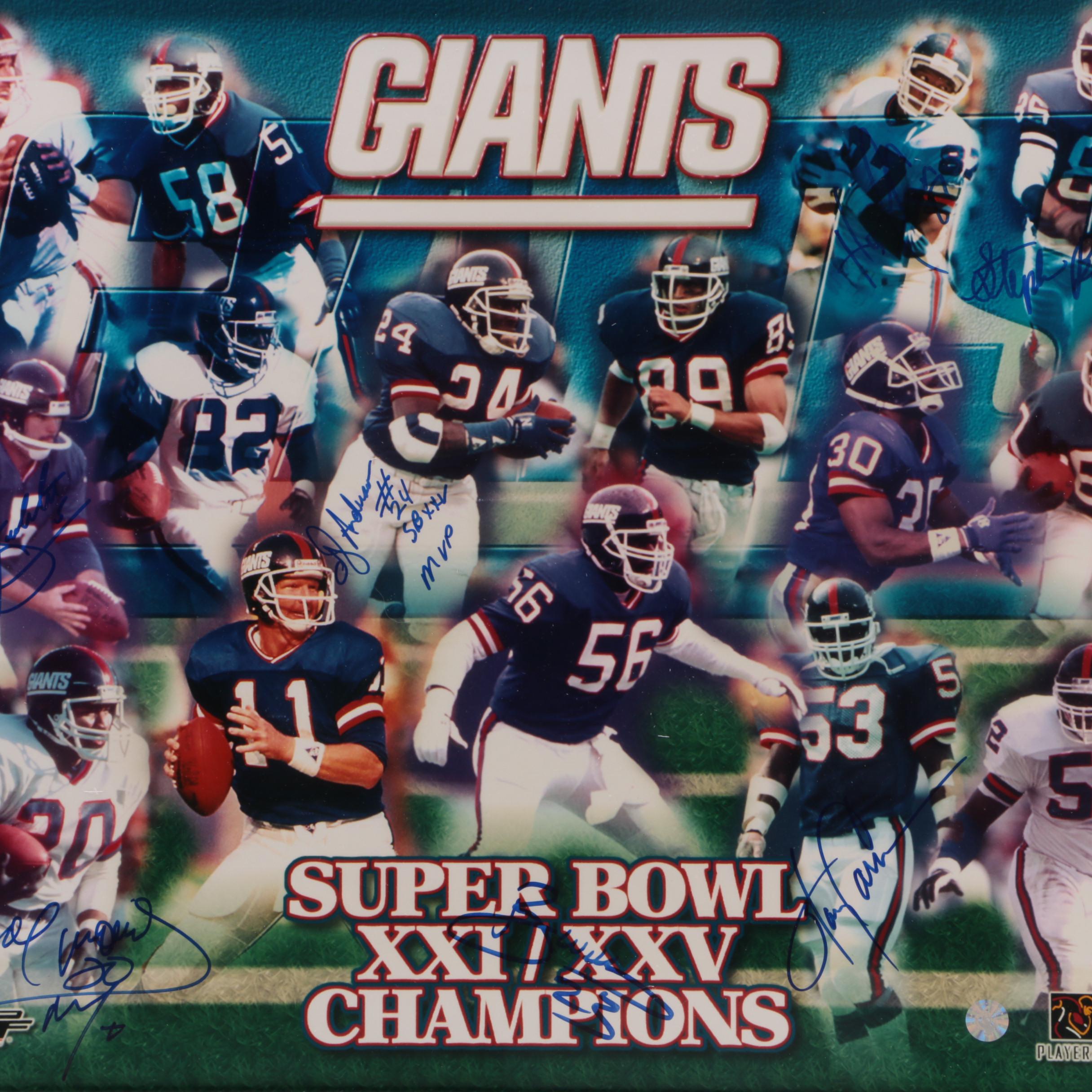 New York Giants Signed Super Bowl Champions XXI/XXV Poster, PSA COA