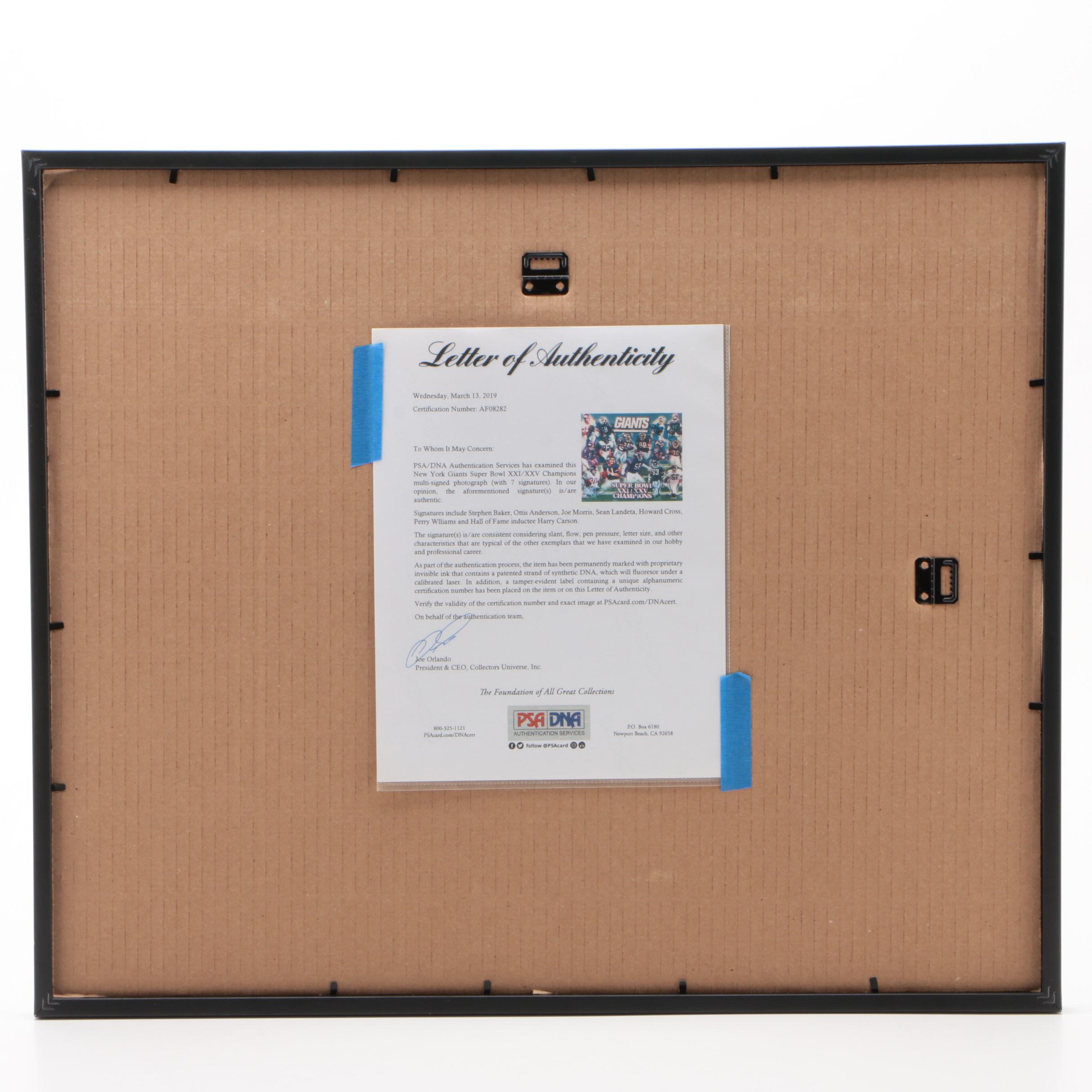 New York Giants Signed Super Bowl Champions XXI/XXV Poster, PSA COA