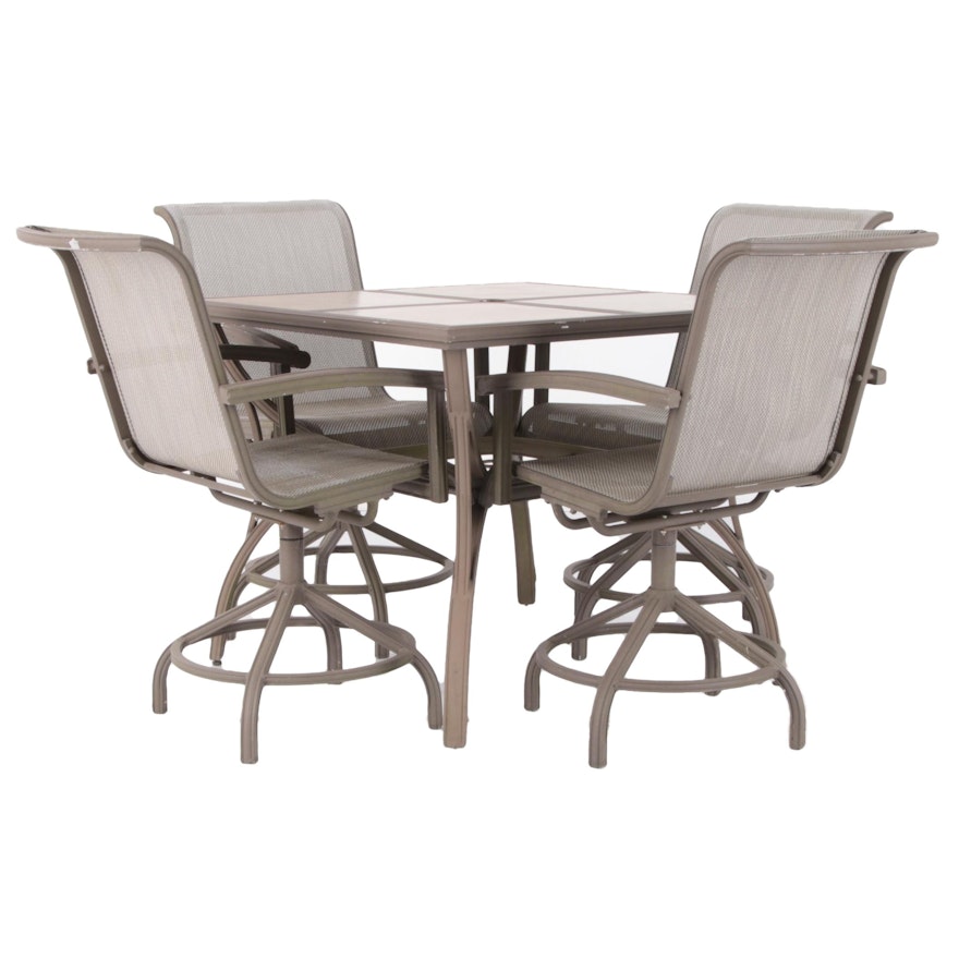 Tile Top Metal Patio Dining Set, Late 20th Century