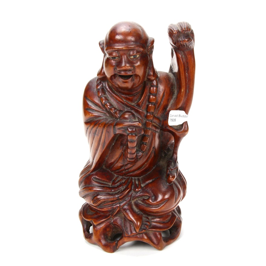 Chinese Carved Wooden Buddha Figure