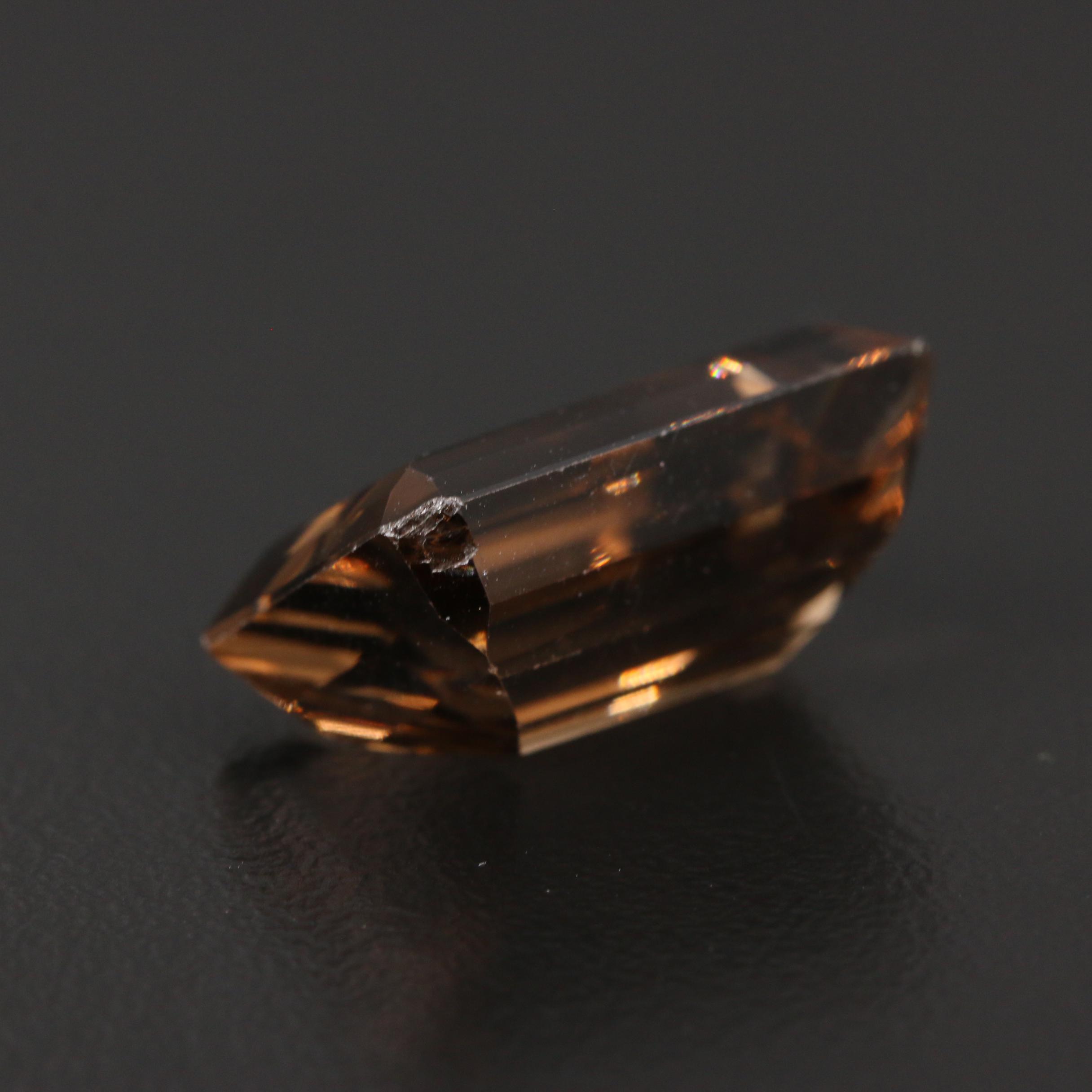 Loose 13.67 CT Cut Corner Rectangular Faceted Smoky Quartz