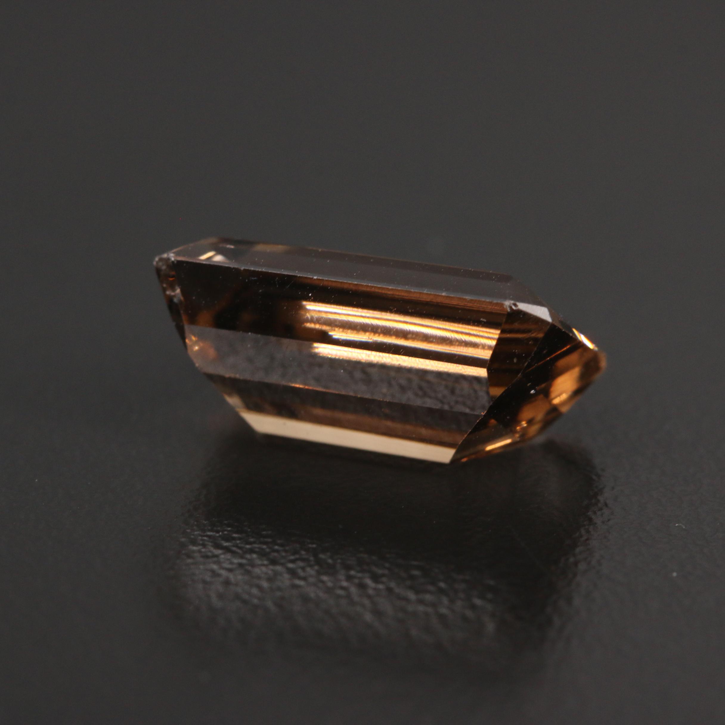 Loose 13.67 CT Cut Corner Rectangular Faceted Smoky Quartz