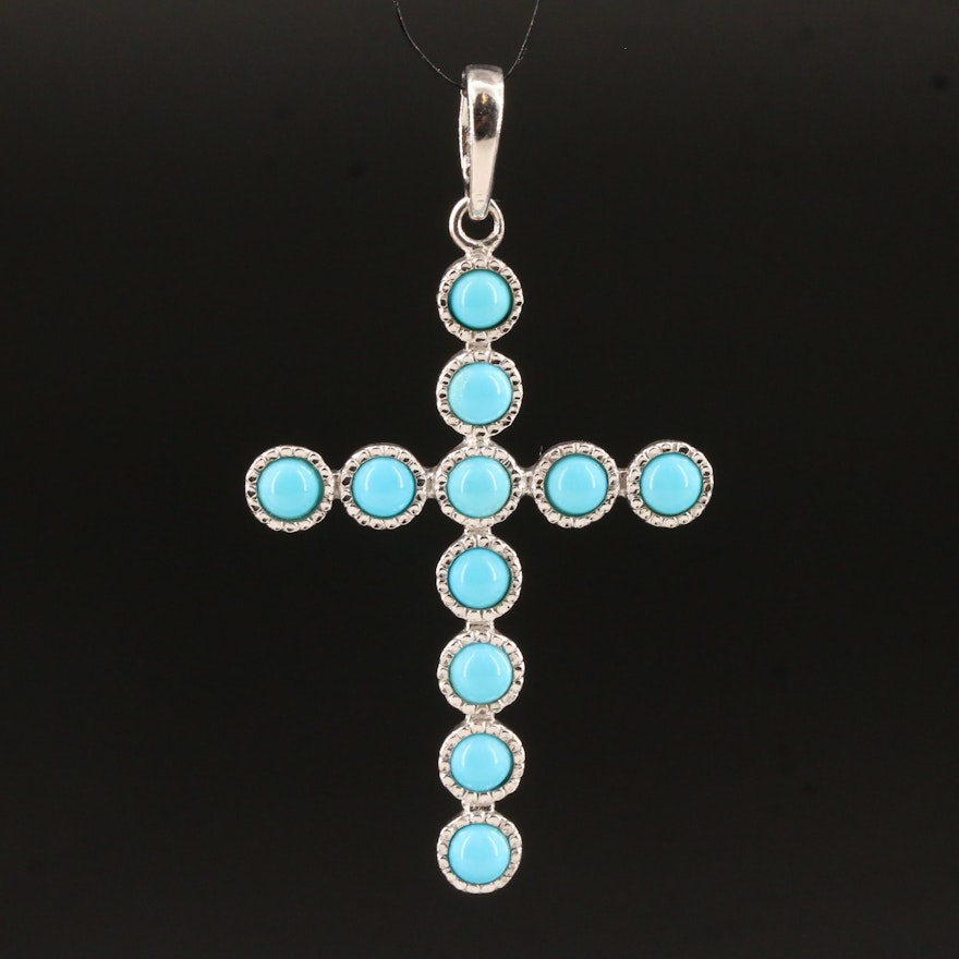 Sterling Turquoise Cross Enhancer Pendant