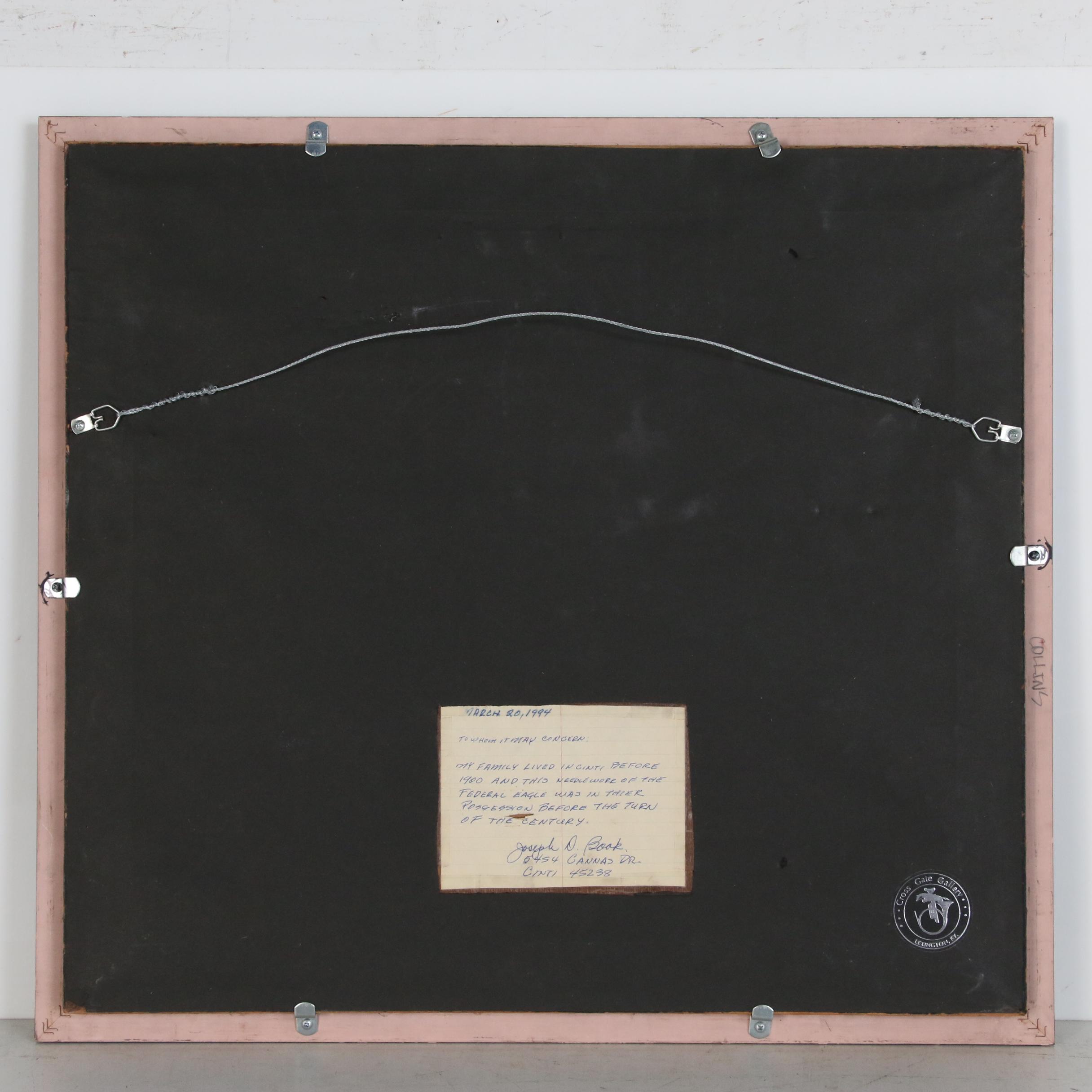 Japanese Export Silk Trapunto Embroidered American Patriotic Banner, circa 1900