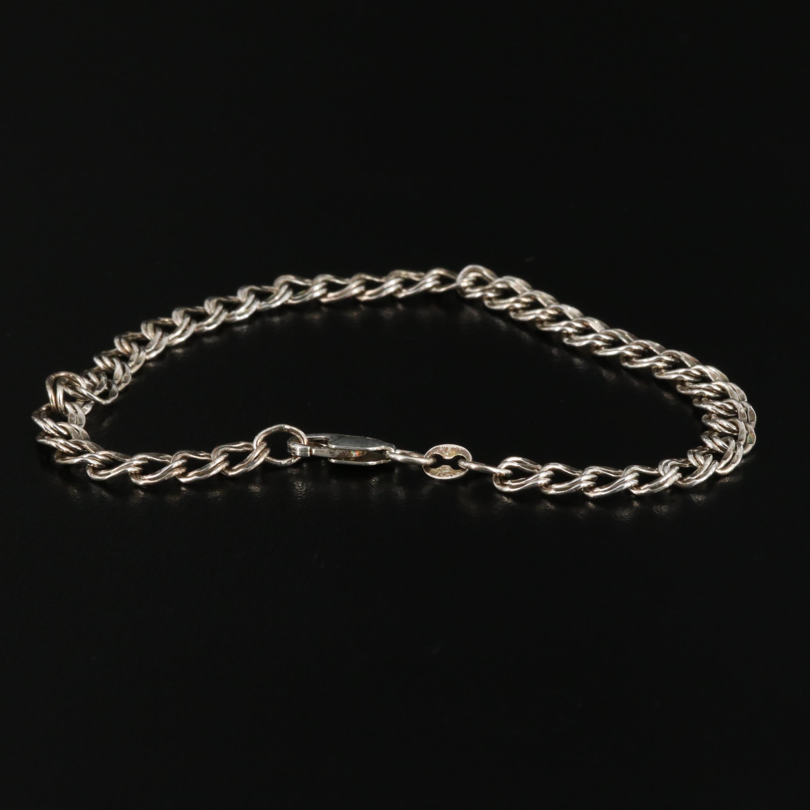 Sterling Silver Charm Bracelet with Piano and Ski Charms