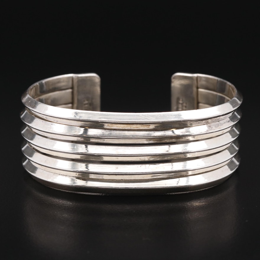 Mexican Sterling Silver Ridged Cuff