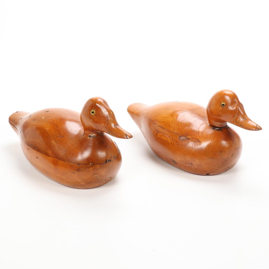 Pair of Hand-Carved Wood Duck Decoys