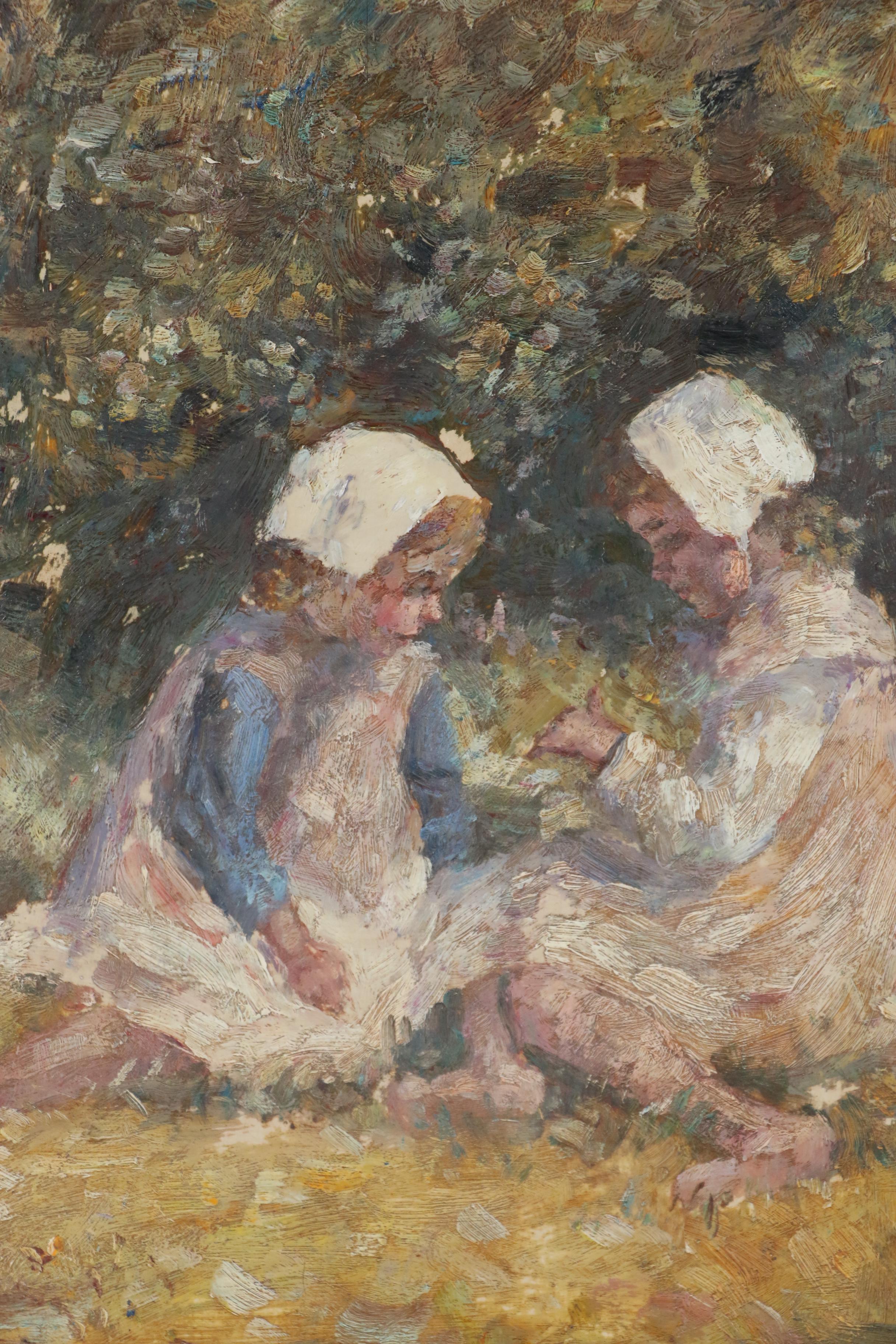 Impressionist Style Oil Painting of Figures, 20th Century