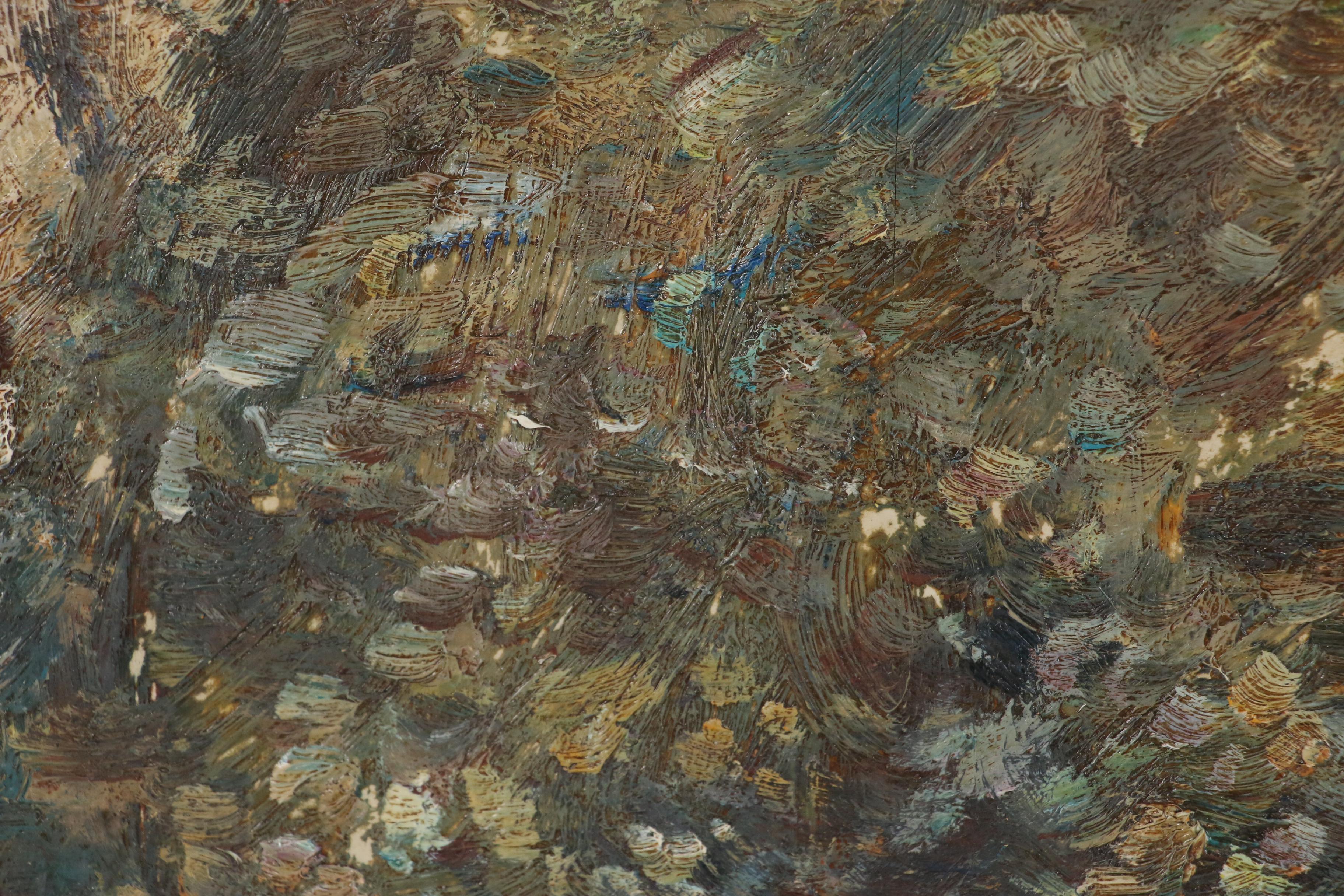 Impressionist Style Oil Painting of Figures, 20th Century