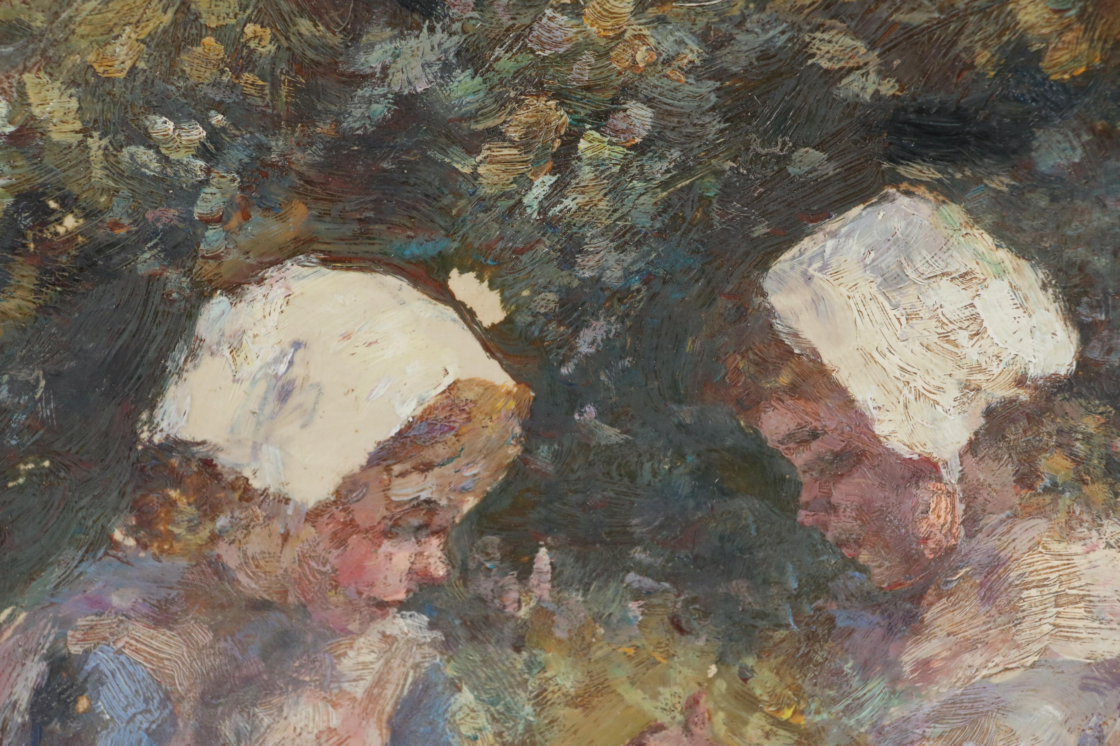 Impressionist Style Oil Painting of Figures, 20th Century