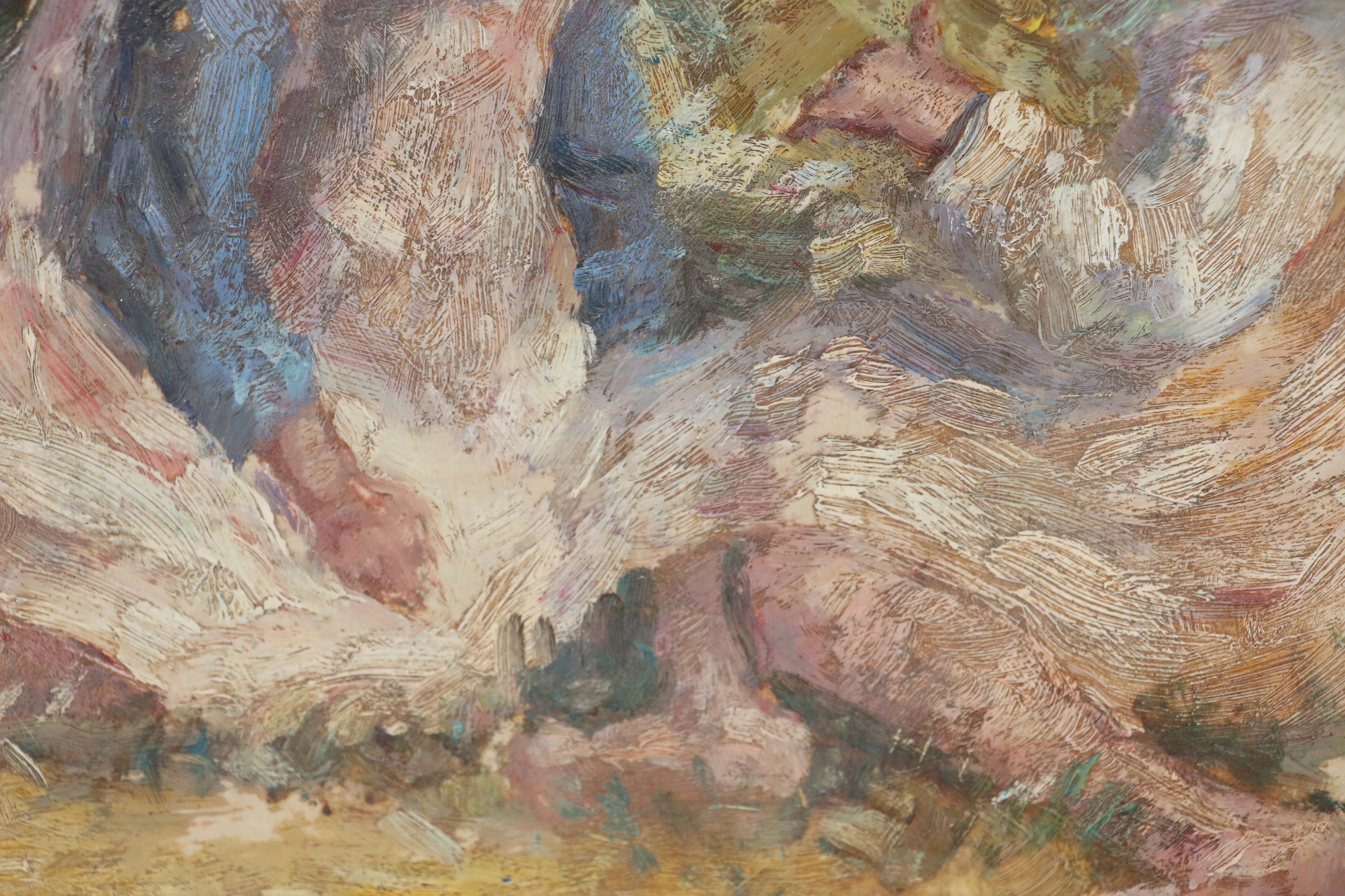 Impressionist Style Oil Painting of Figures, 20th Century