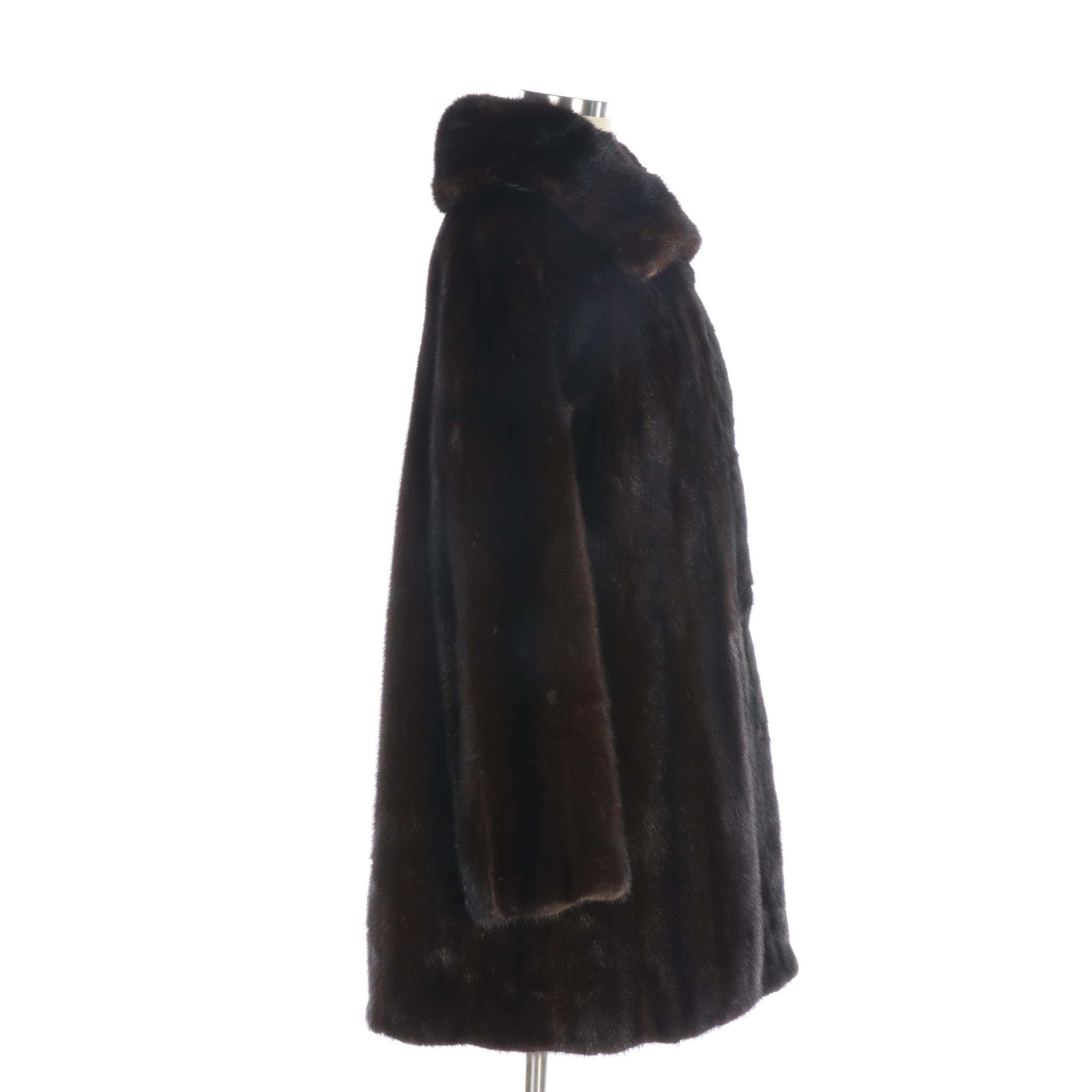 Evans Mink Fur Stroller Coat with Mink Fur Hat, Vintage