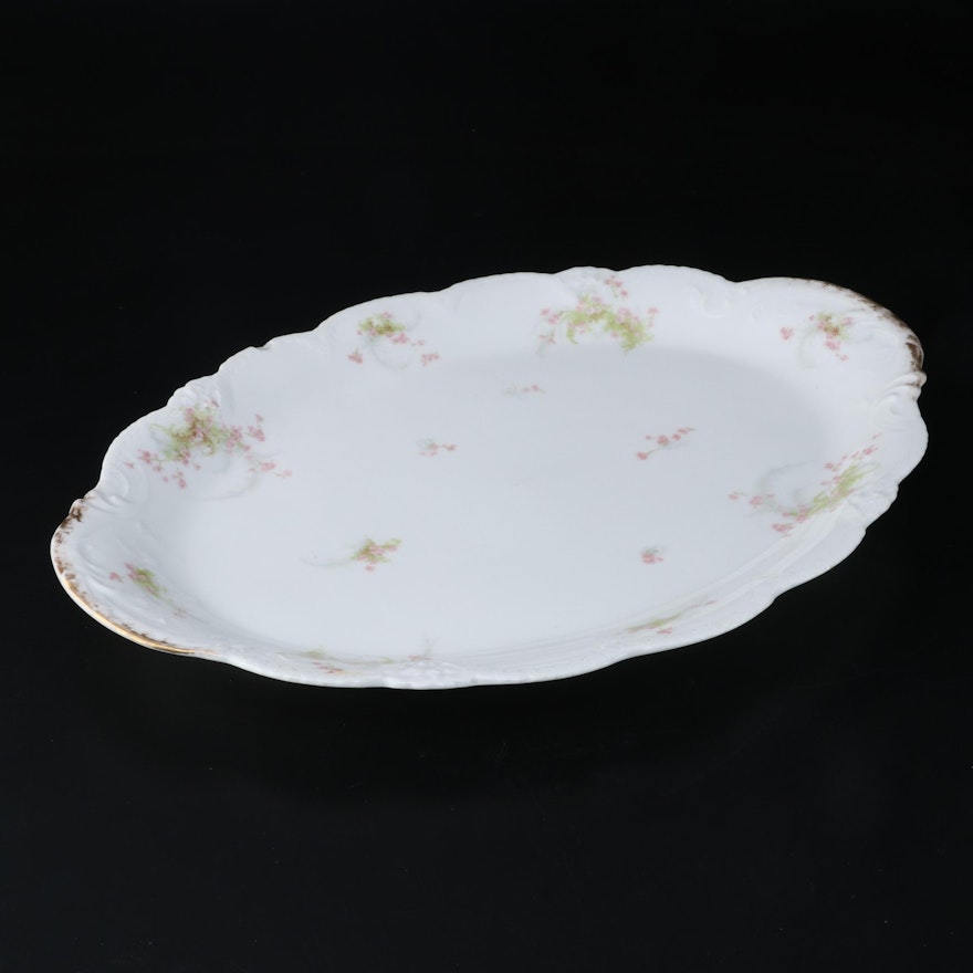 Theodore Haviland Limoges Pink Apple Blossoms Porcelain Oval Platter