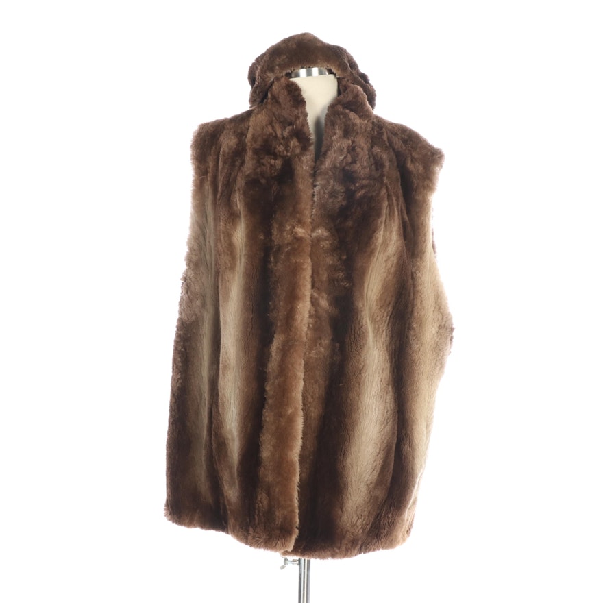 Phantom Sheared Beaver Fur Vest with Muff and Hat from Kastoria Furs, Vintage