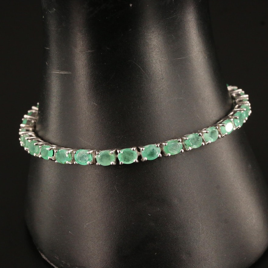 Sterling Silver Emerald Line Bracelet