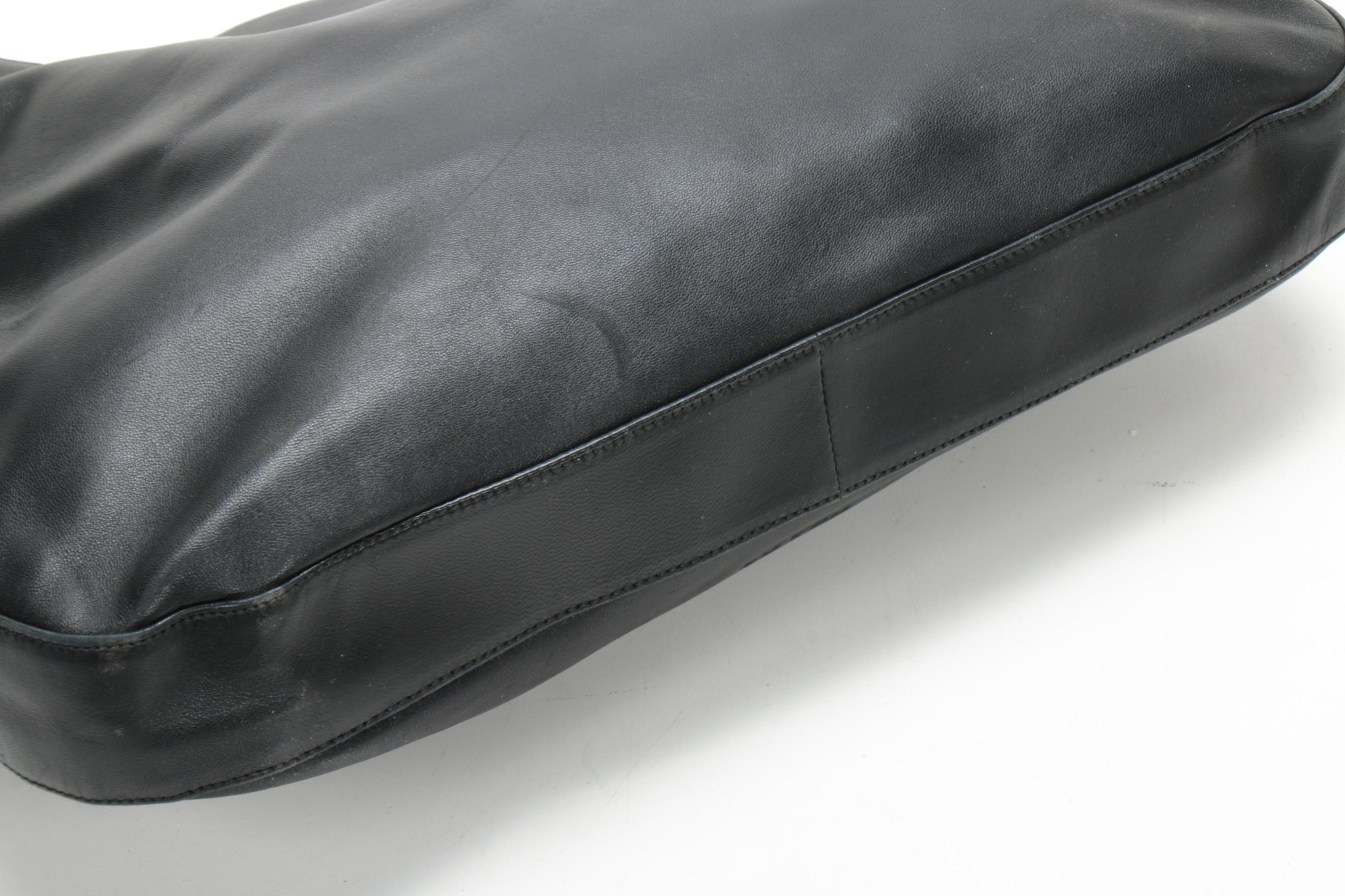 Prada Black Leather Shoulder Bag with Panel Link Strap