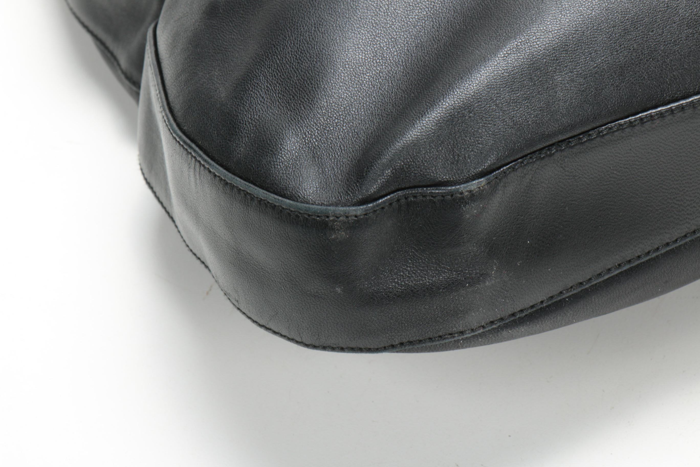 Prada Black Leather Shoulder Bag with Panel Link Strap