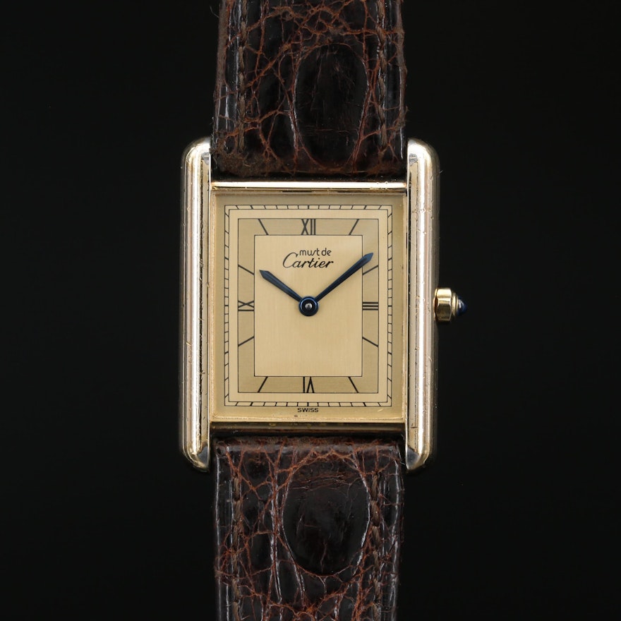Vintage Cartier Tank Vermeil Quartz Wristwatch