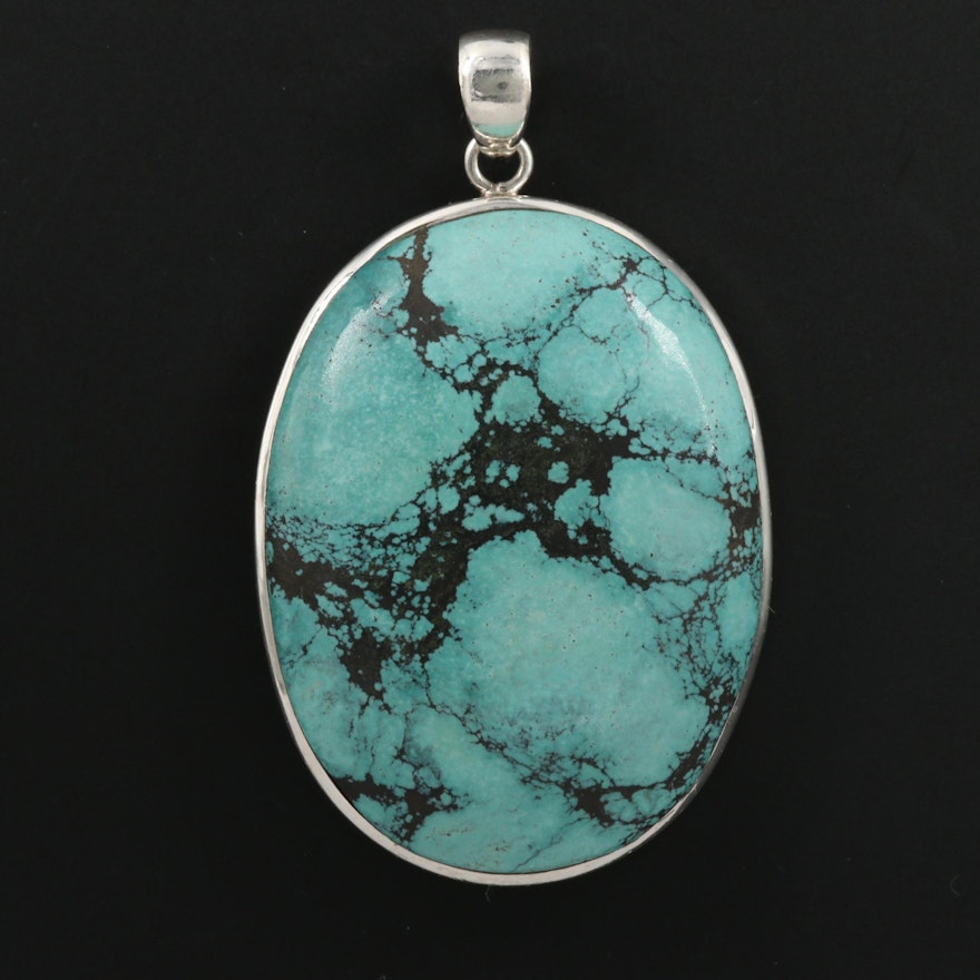 Sterling Silver Turquoise Oval Pendant