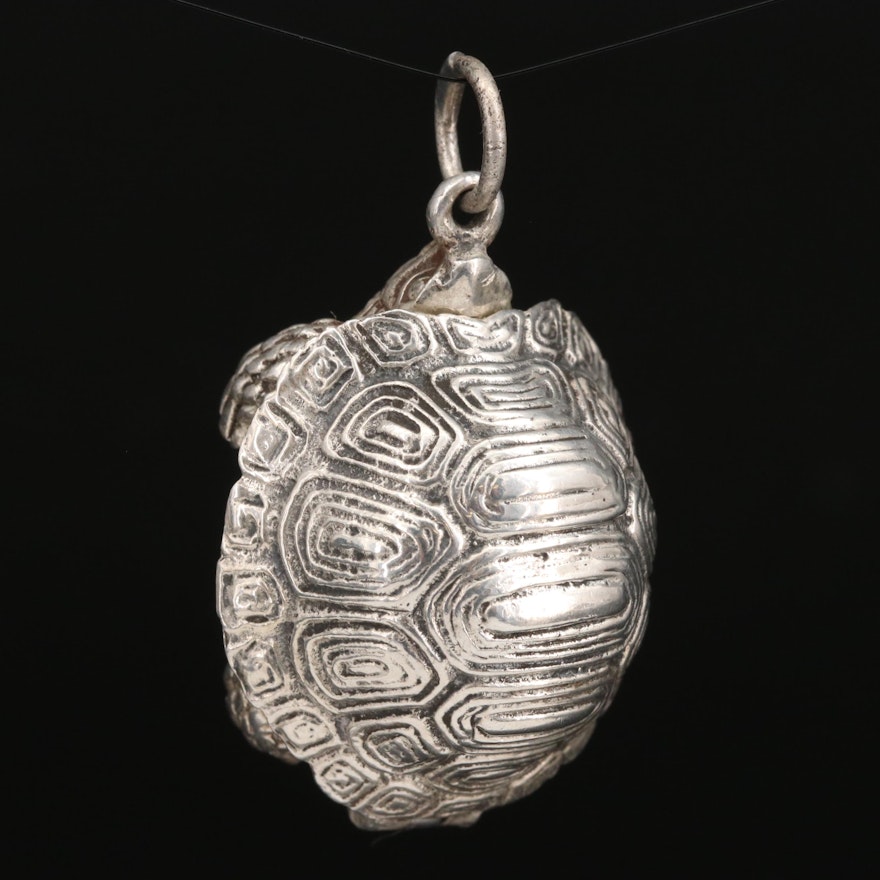 Sterling Tortoise Pendant with Hinged Shell