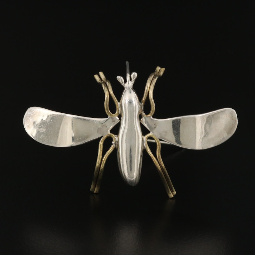 Mexican Sterling Silver Insect Brooch